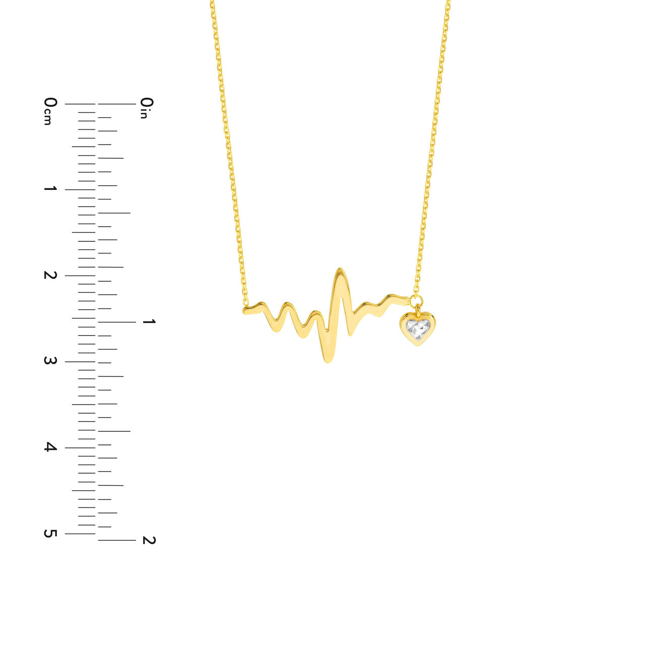 Two-Tone Heartbeat Necklace with Dangle Heart 4