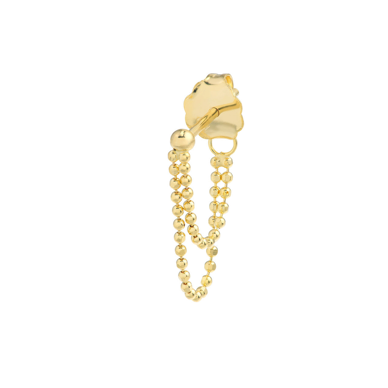 Simple bead chain duo huggie earrings by My Store featuring a delicate design and elegant finish.