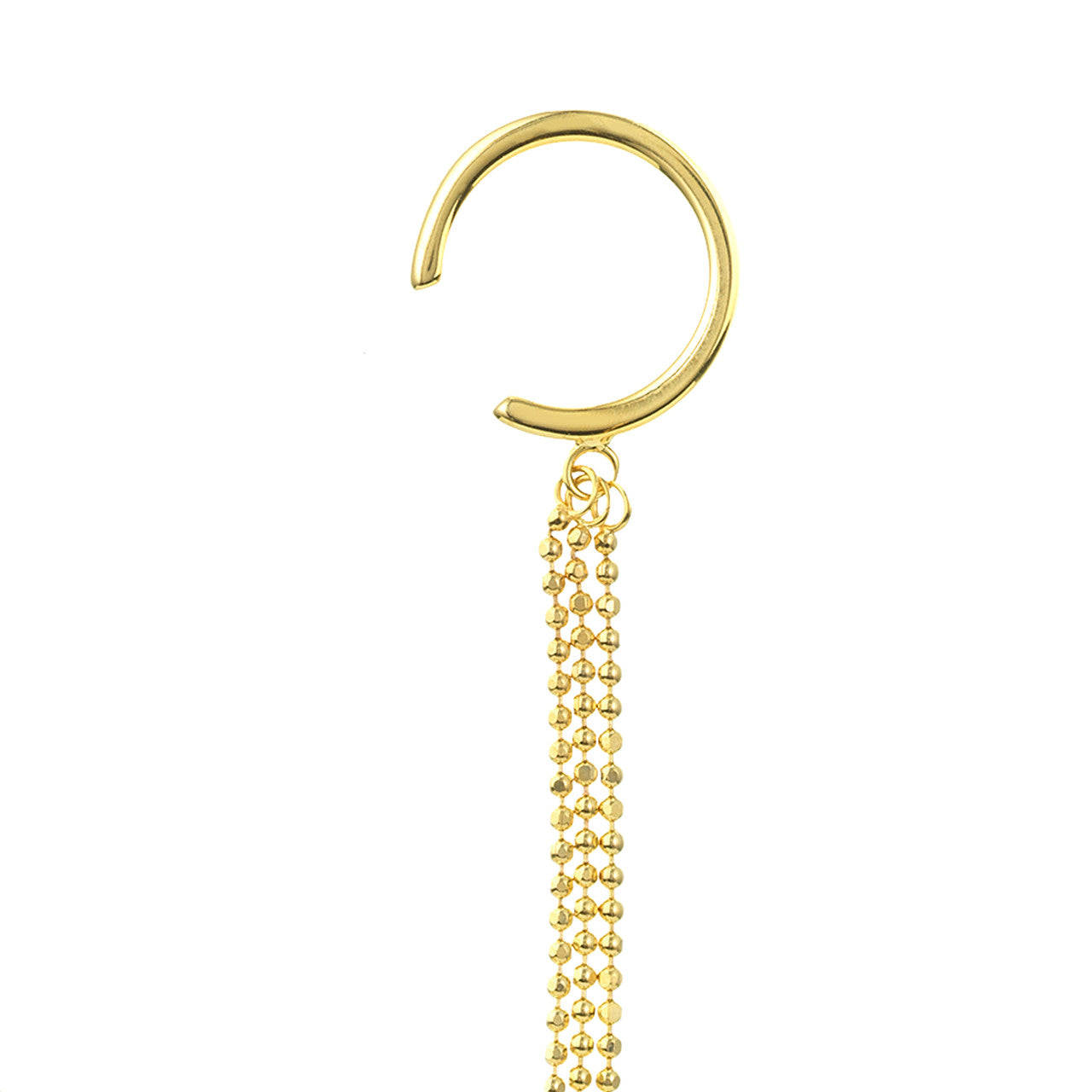 Triple Bead Chain Drape Earrings with Ear Cuff - VIA Jewelers