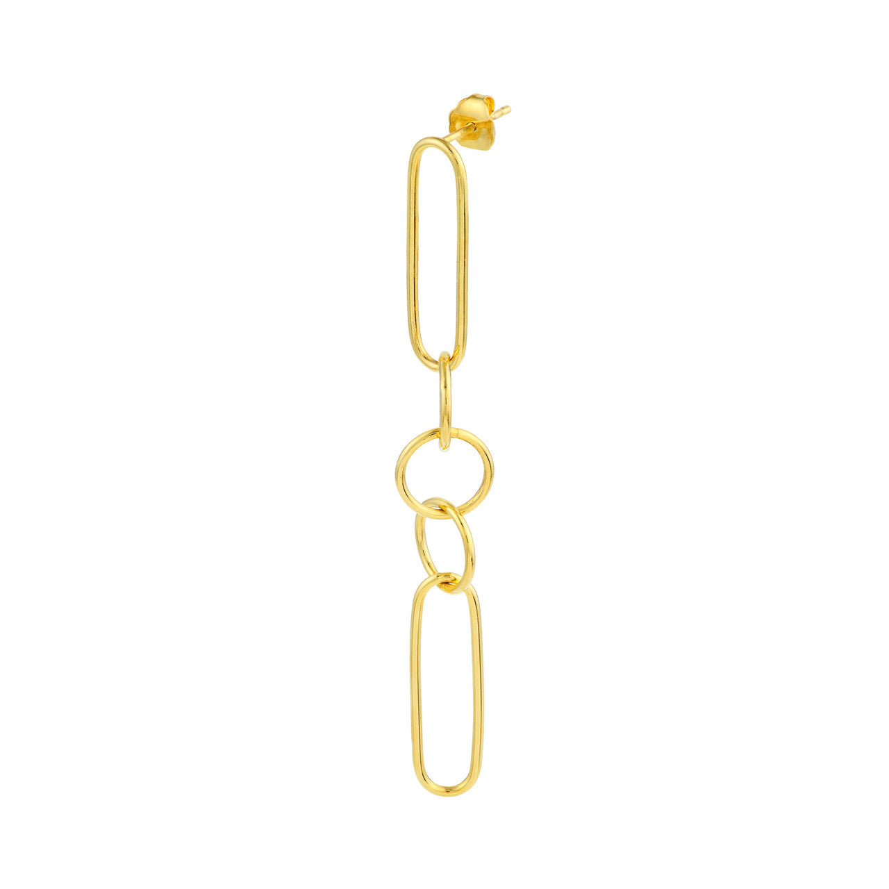 Simple paper clip and circle link dangle earrings by My Store, featuring a modern design in silver tones.