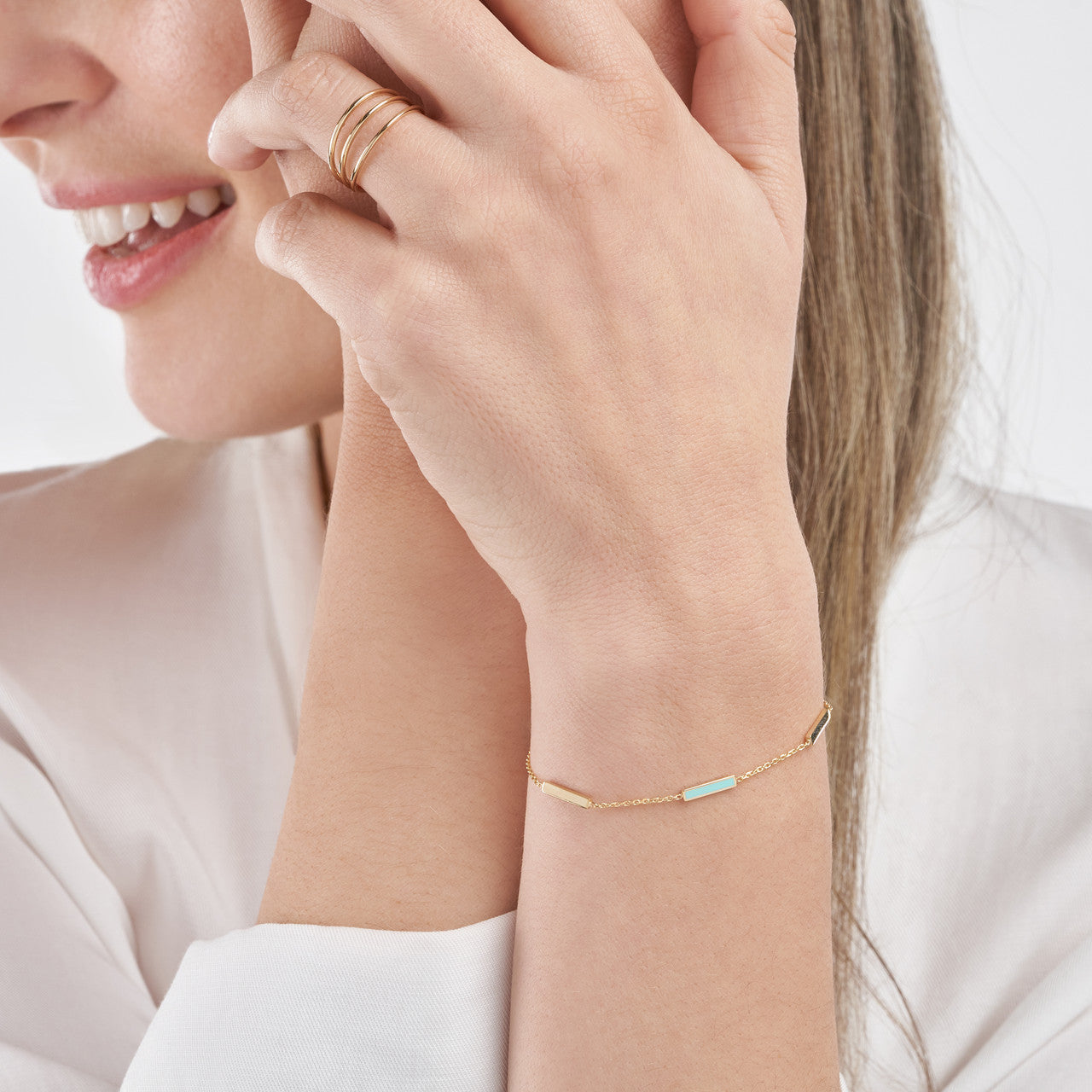 Turquoise Enamel Bar Bracelet 1