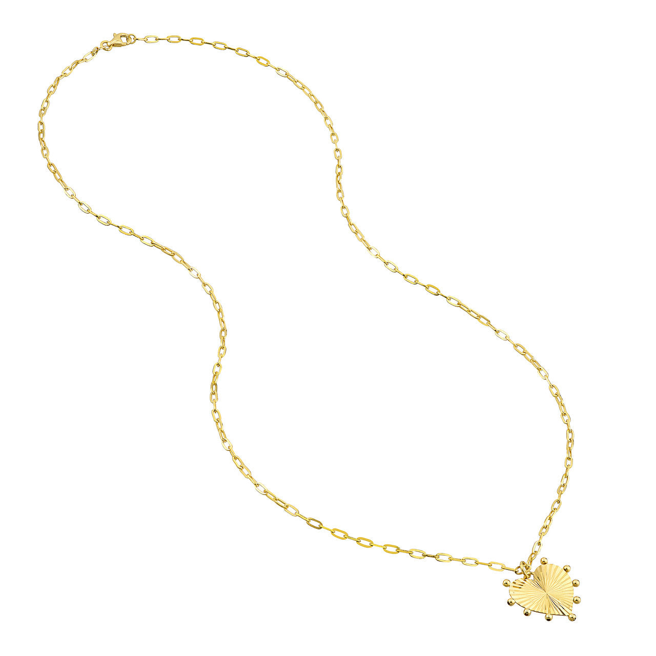 Bead-Trim Fluted Heart Medallion Necklace 3