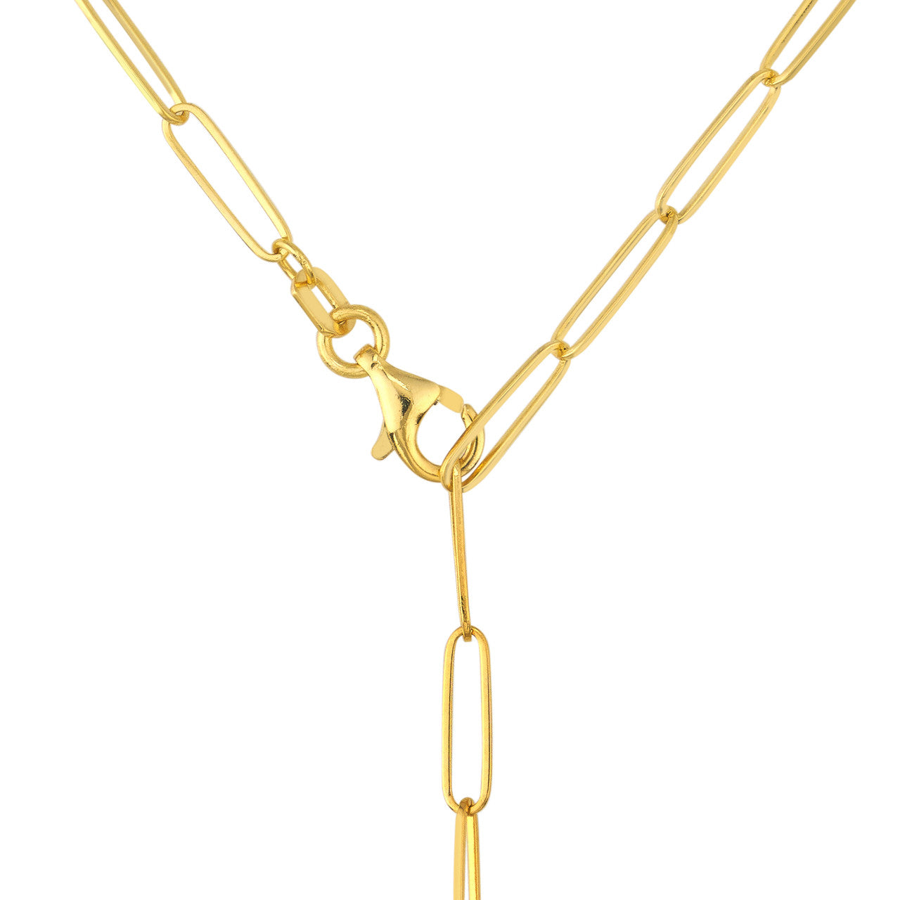 Textured Puff Heart Paperclip Lariat Necklace lock