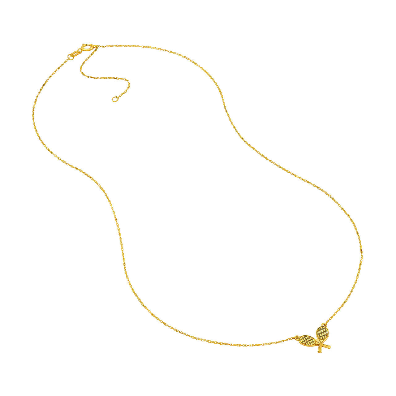 Simple tennis rackets necklace by My Store, featuring delicate design and shiny metal finish.