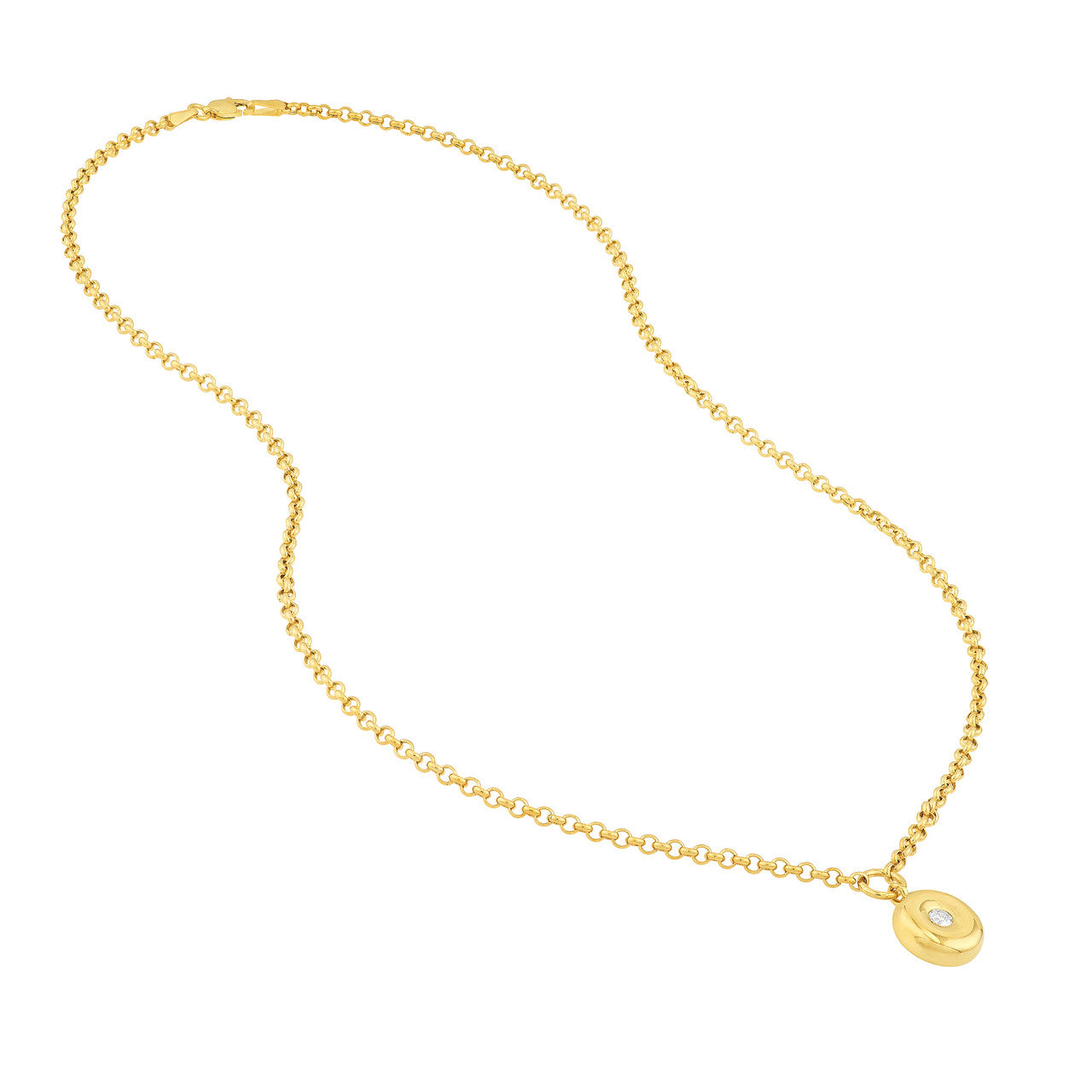 Simple Diamond Donut Rolo Necklace by My Store, featuring a delicate design with a sparkling diamond detail.