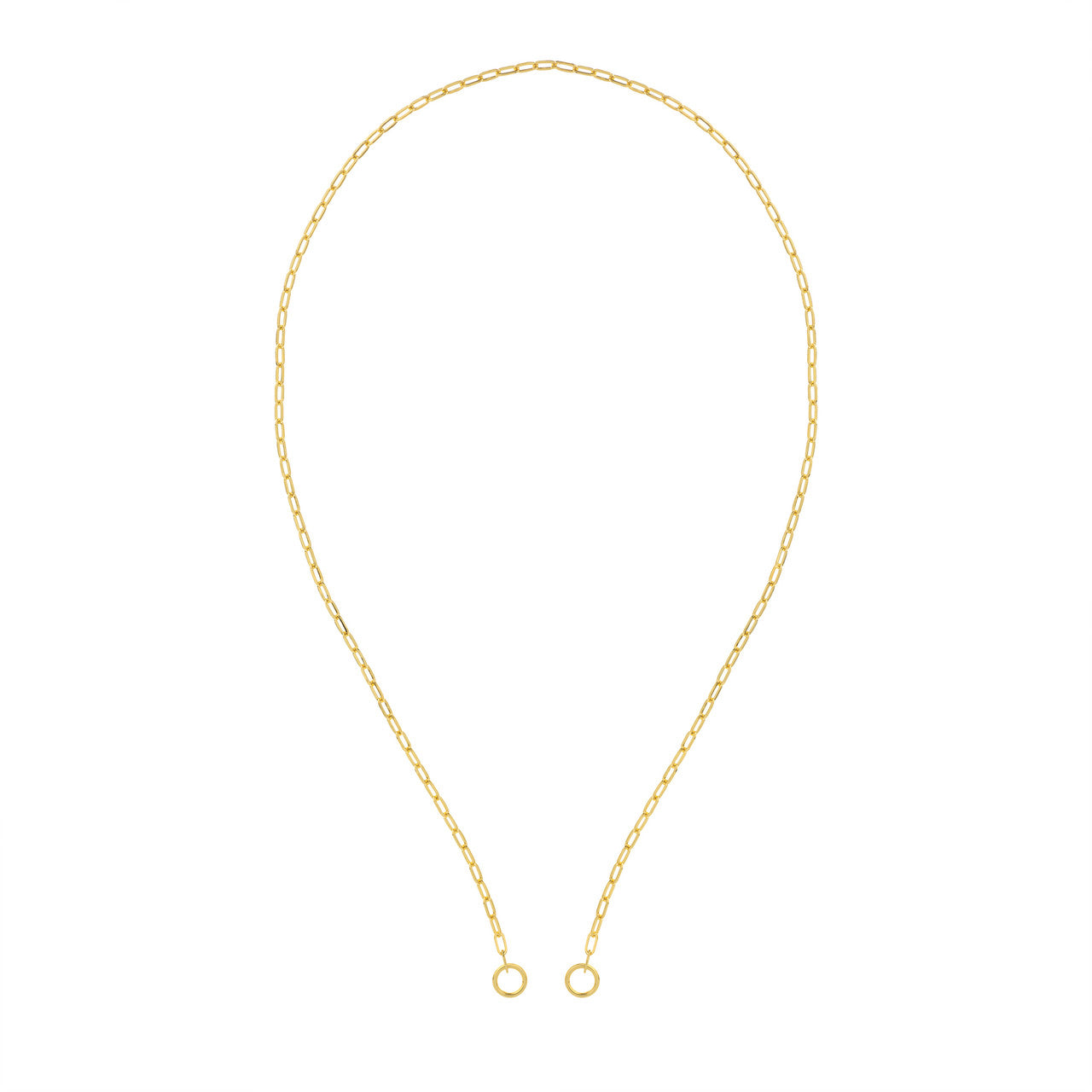 2.5mm open paper clip split chain in silver, showcasing a simple design and smooth finish.