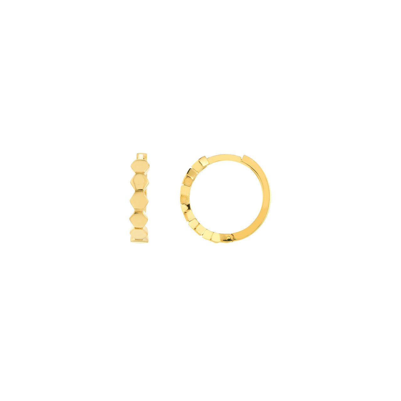Honeycomb gold hoop earring