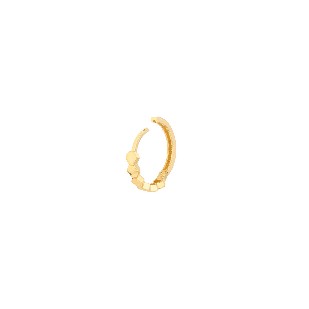 Simple honeycomb huggie hoop earrings by My Store with a textured design and gold finish.