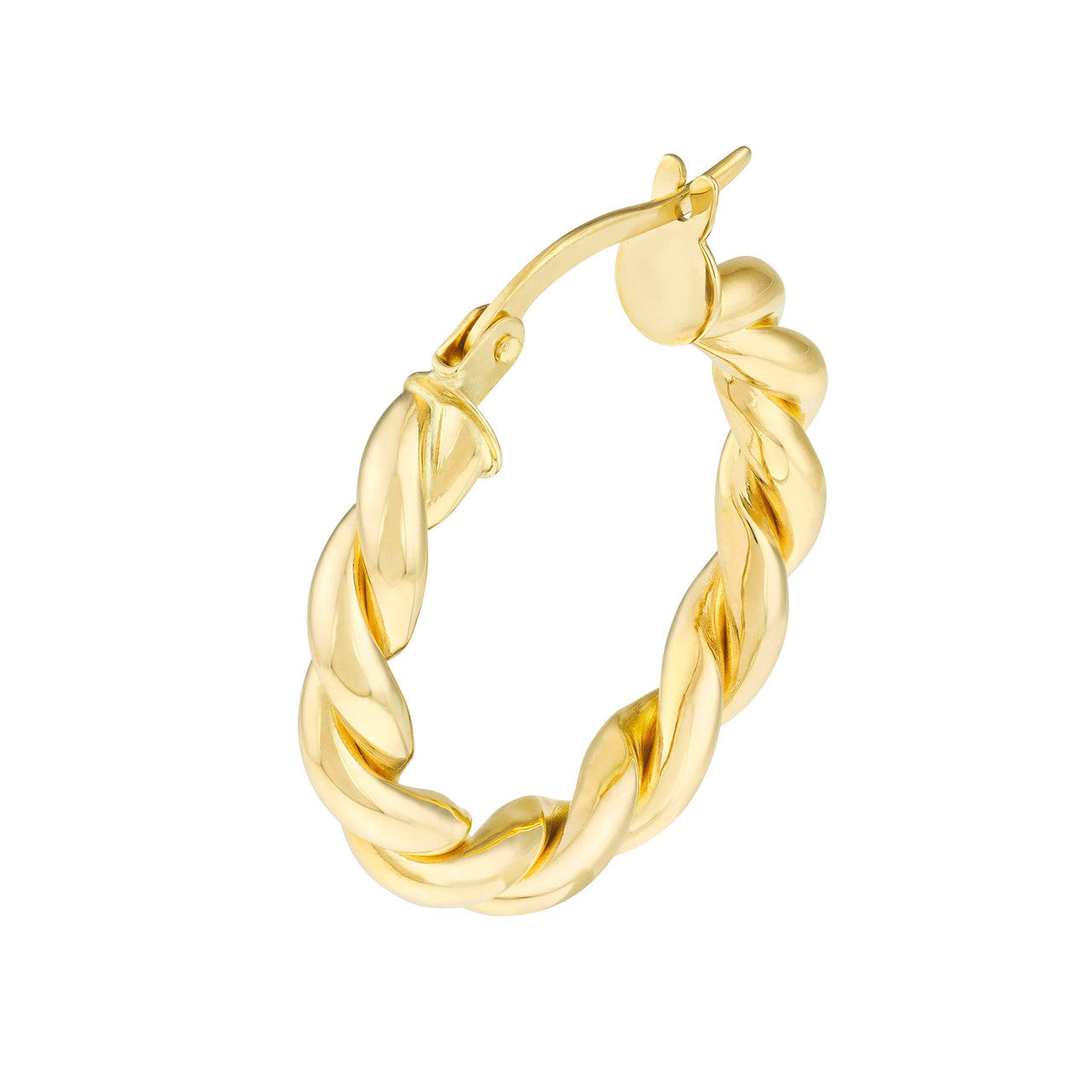 Simple 15mm braided hoop earrings by My Store in a close-up view showcasing their intricate design and shiny finish.