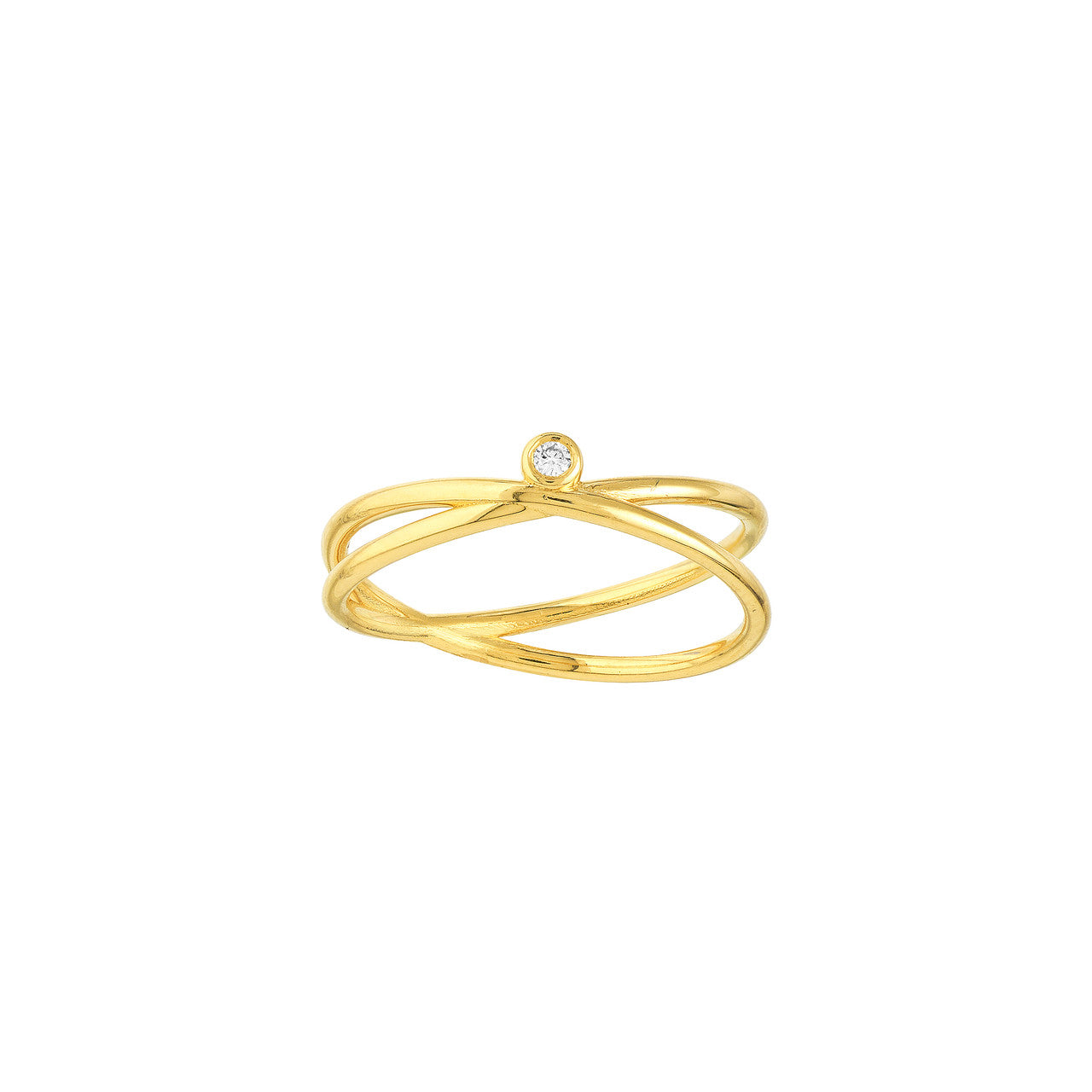 Solitaire 1.5pt Diamond Criss-Cross Band - VIA Jewelers