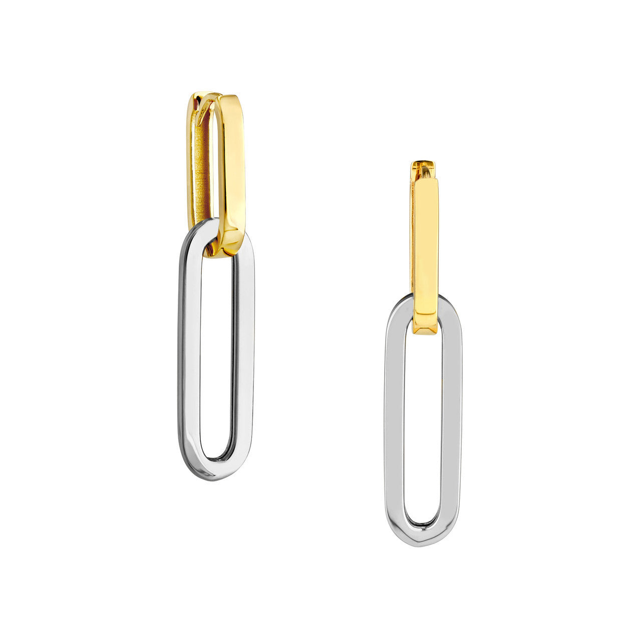 Two-tone paperclip hoop earrings featuring a sleek, minimalist design by My Store.