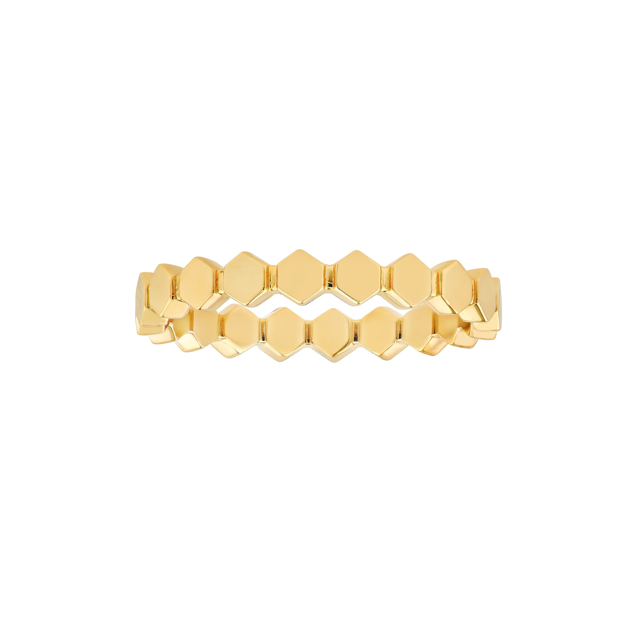Honey Hexagonal Bead Band Ring