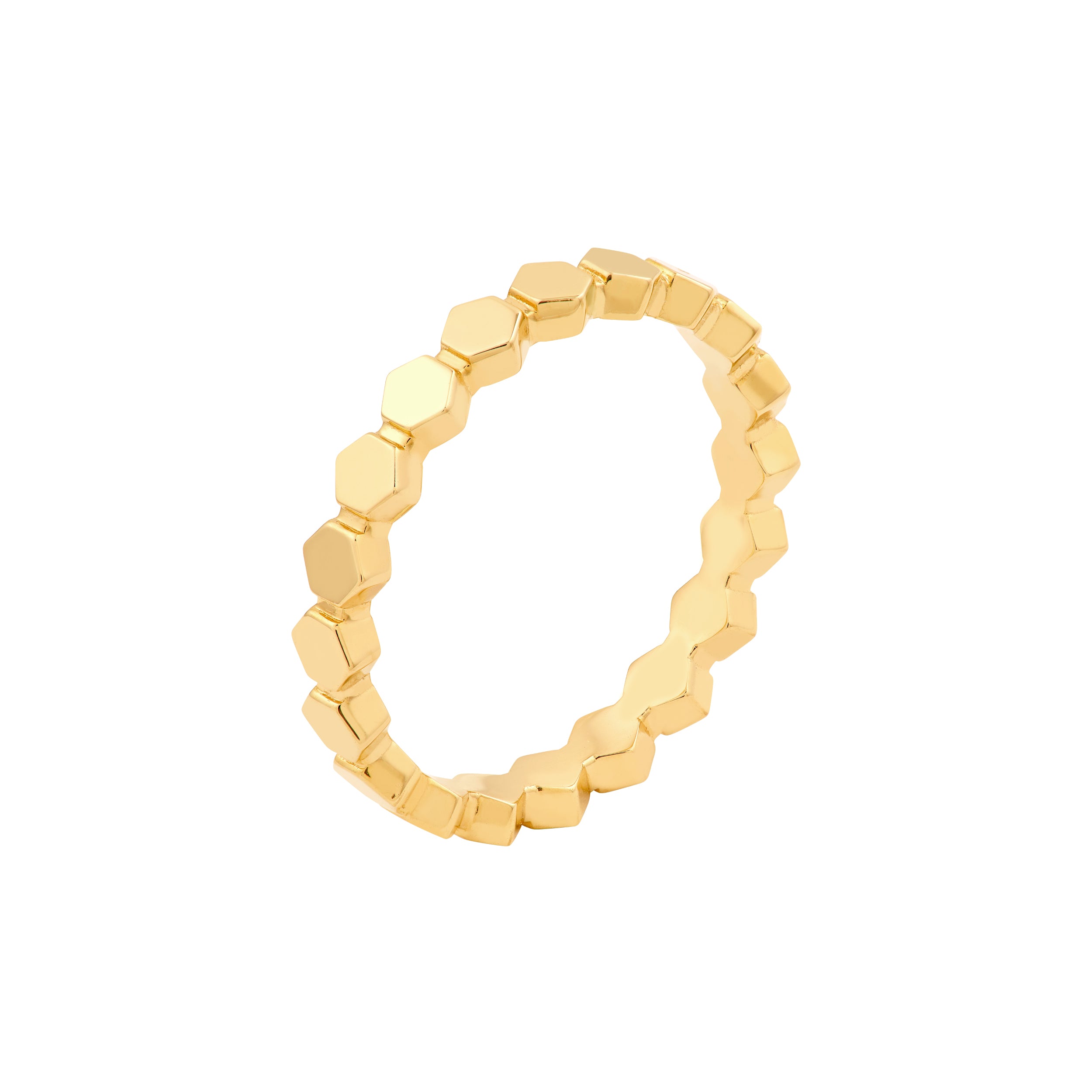 Honey Hexagonal Bead Band Ring