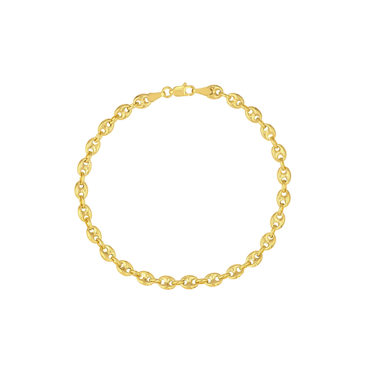4.5mm puff mariner chain bracelet in silver, featuring smooth, rounded links for a sleek and stylish look.