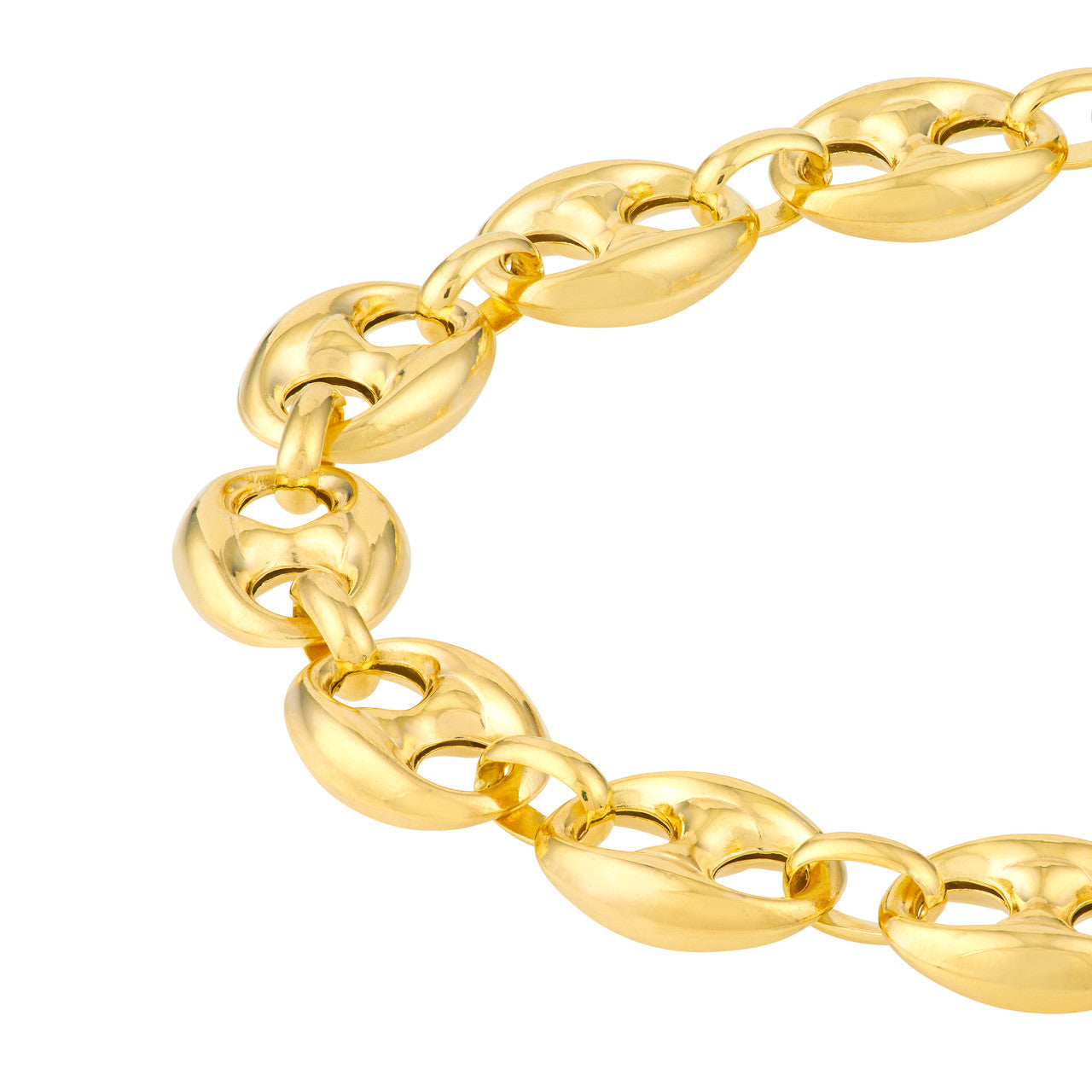 10mm gold puff mariner chain bracelet by My Store, showcasing a sleek and simple design with polished links.