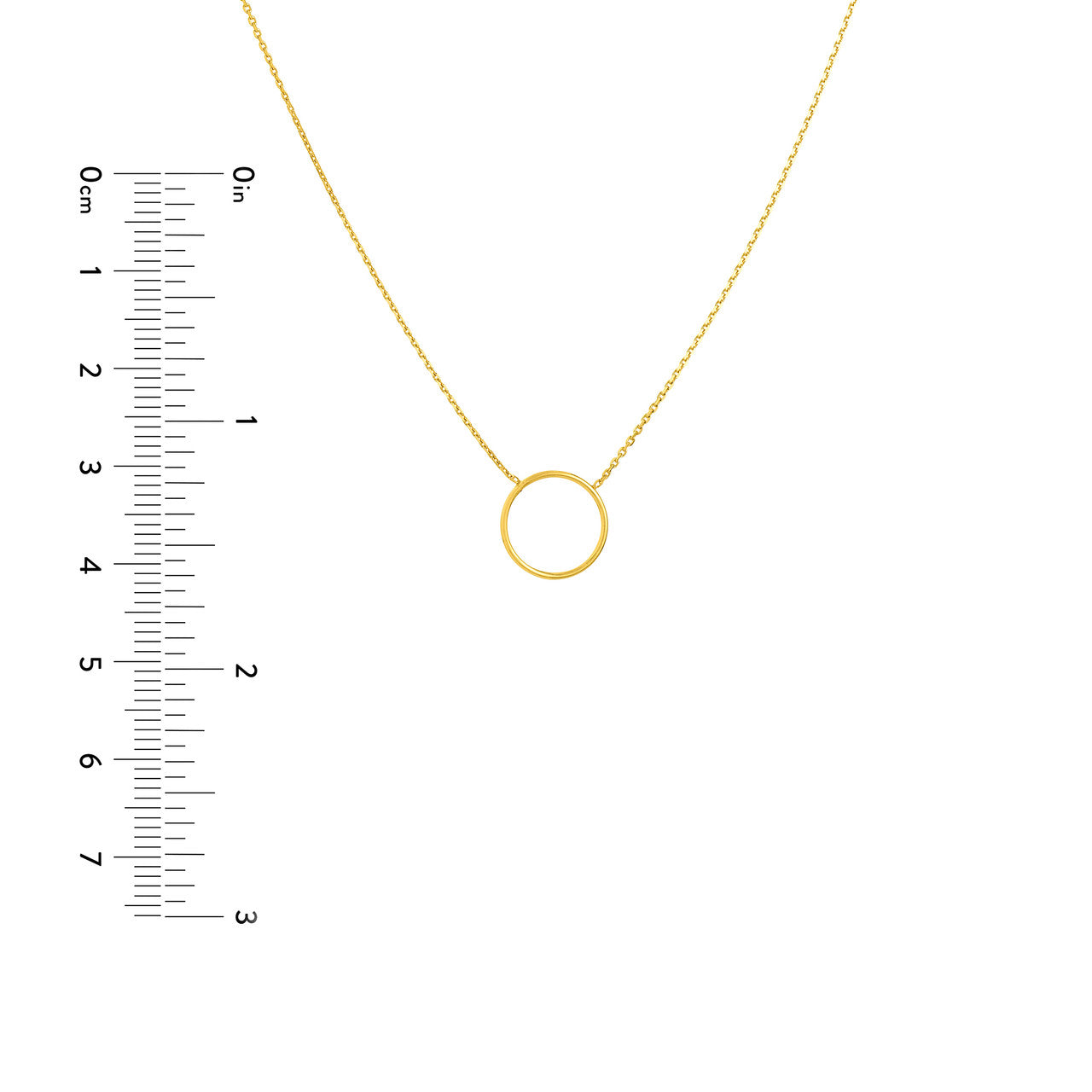 Wire Circle Necklace size guide