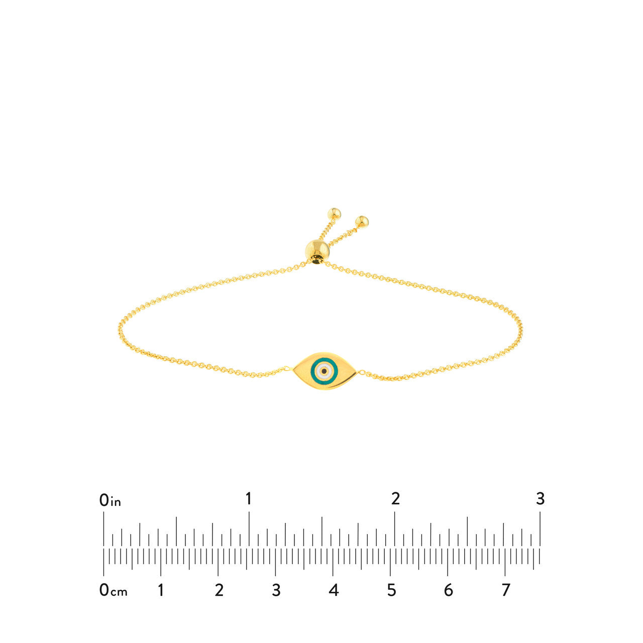 Simple mini turquoise evil eye bolo bracelet by My Store with adjustable chain and delicate charm detail.