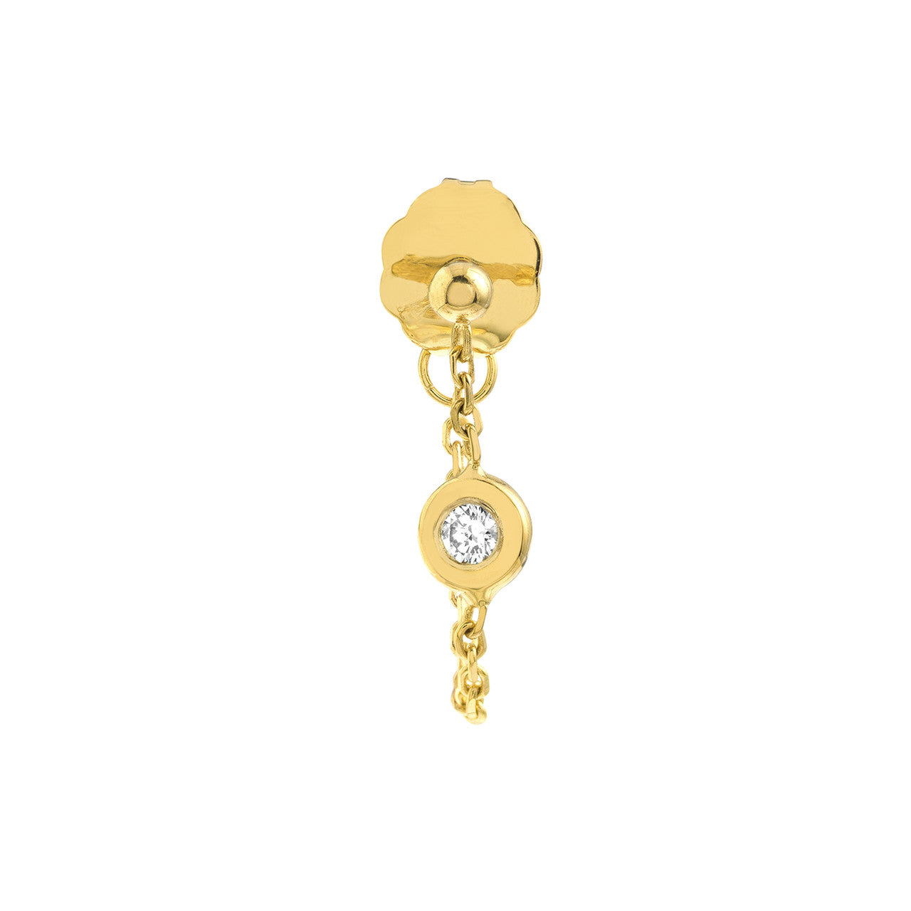 Simple 1/20ct diamond chain huggie earrings by My Store, featuring a sleek design with sparkling diamonds.