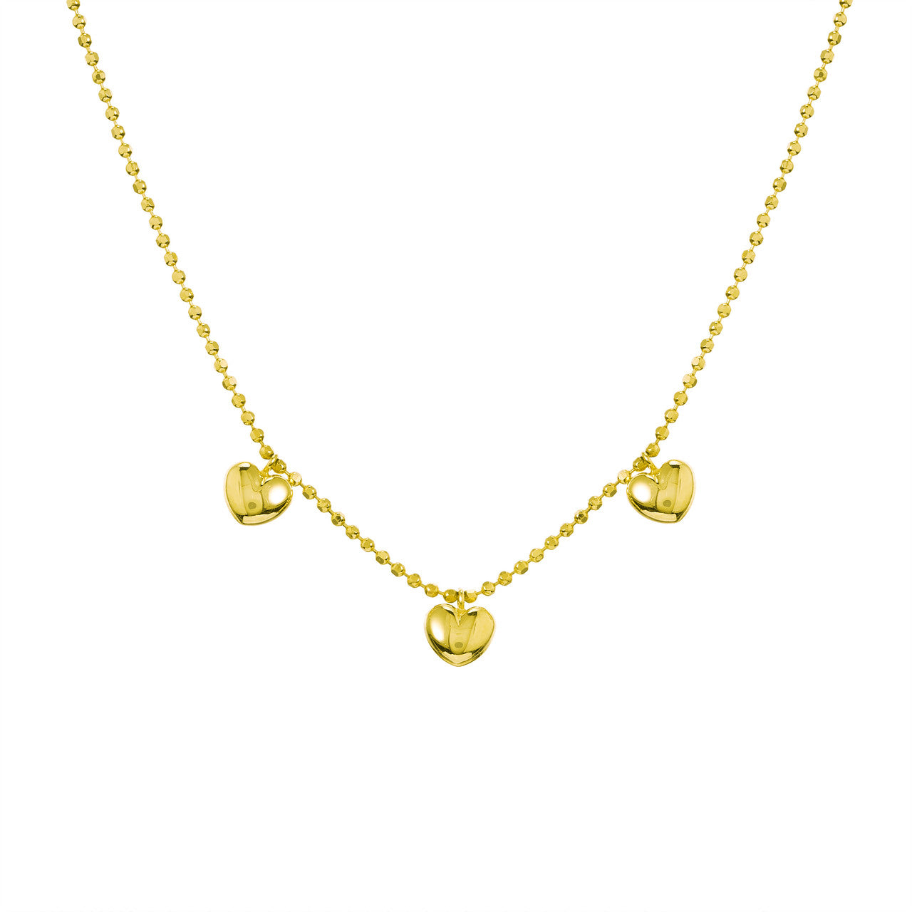 Triple Puff Heart Kid Necklace