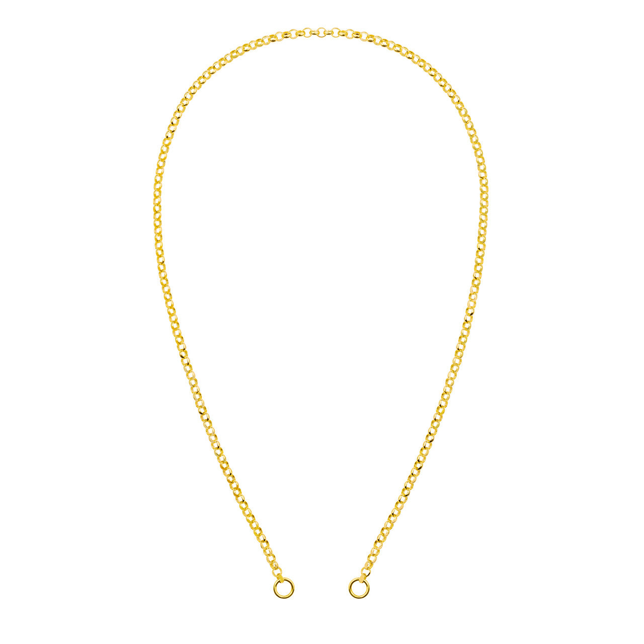 3.75mm hollow rolo split chain in silver, featuring smooth links for versatile jewelry designs.