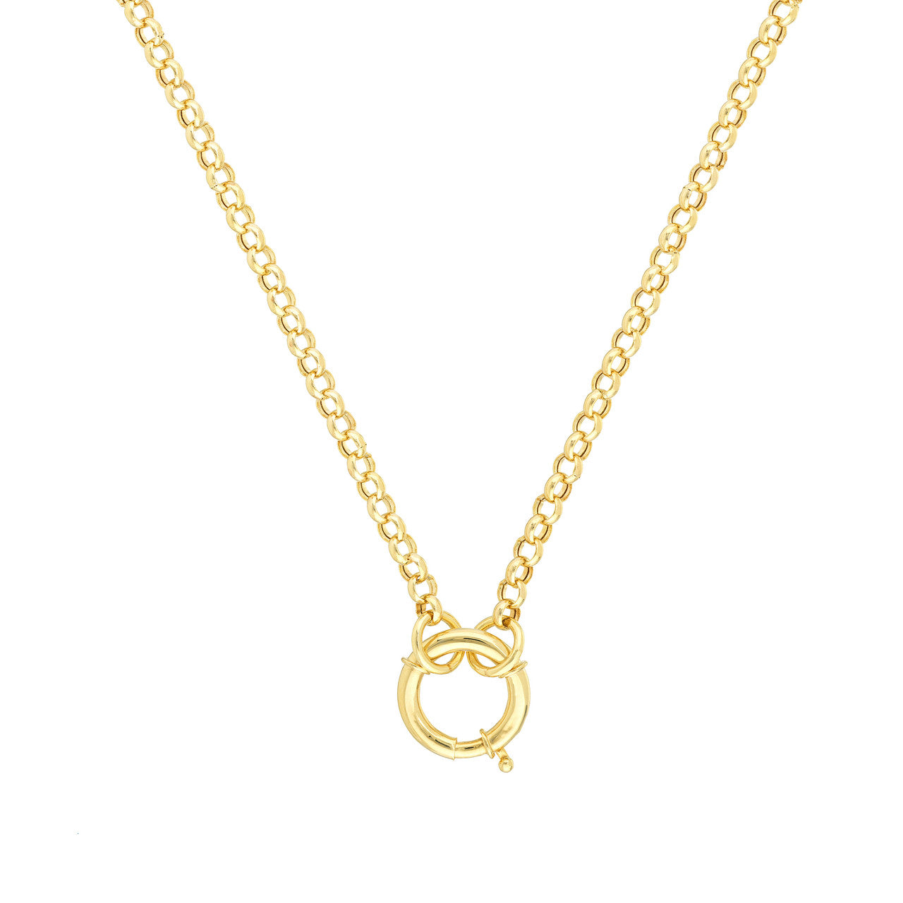3.75mm hollow rolo split chain in silver, showcasing its interlocking links and smooth finish on a white background.
