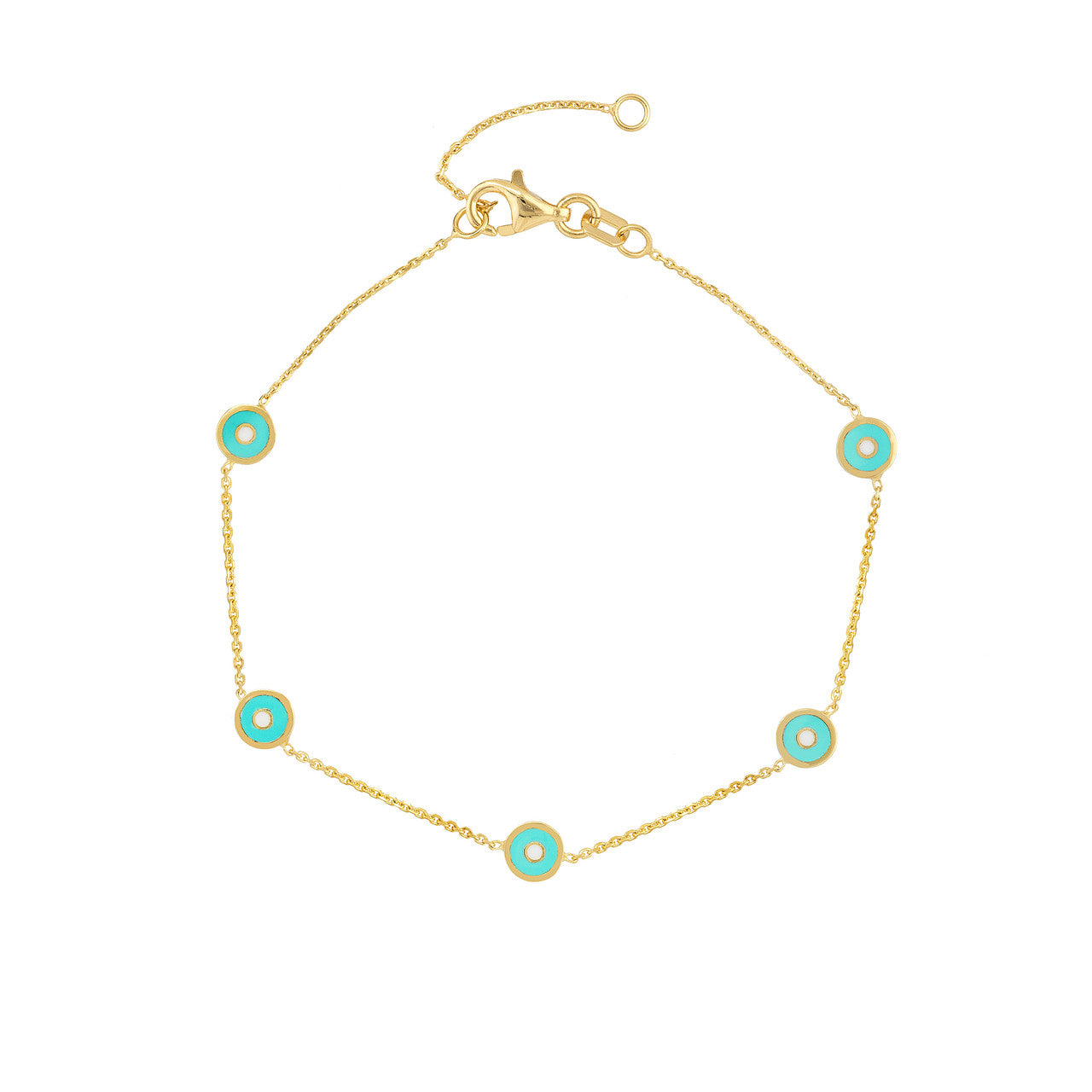 Turquoise Enamel Round Evil Eye Bracelet