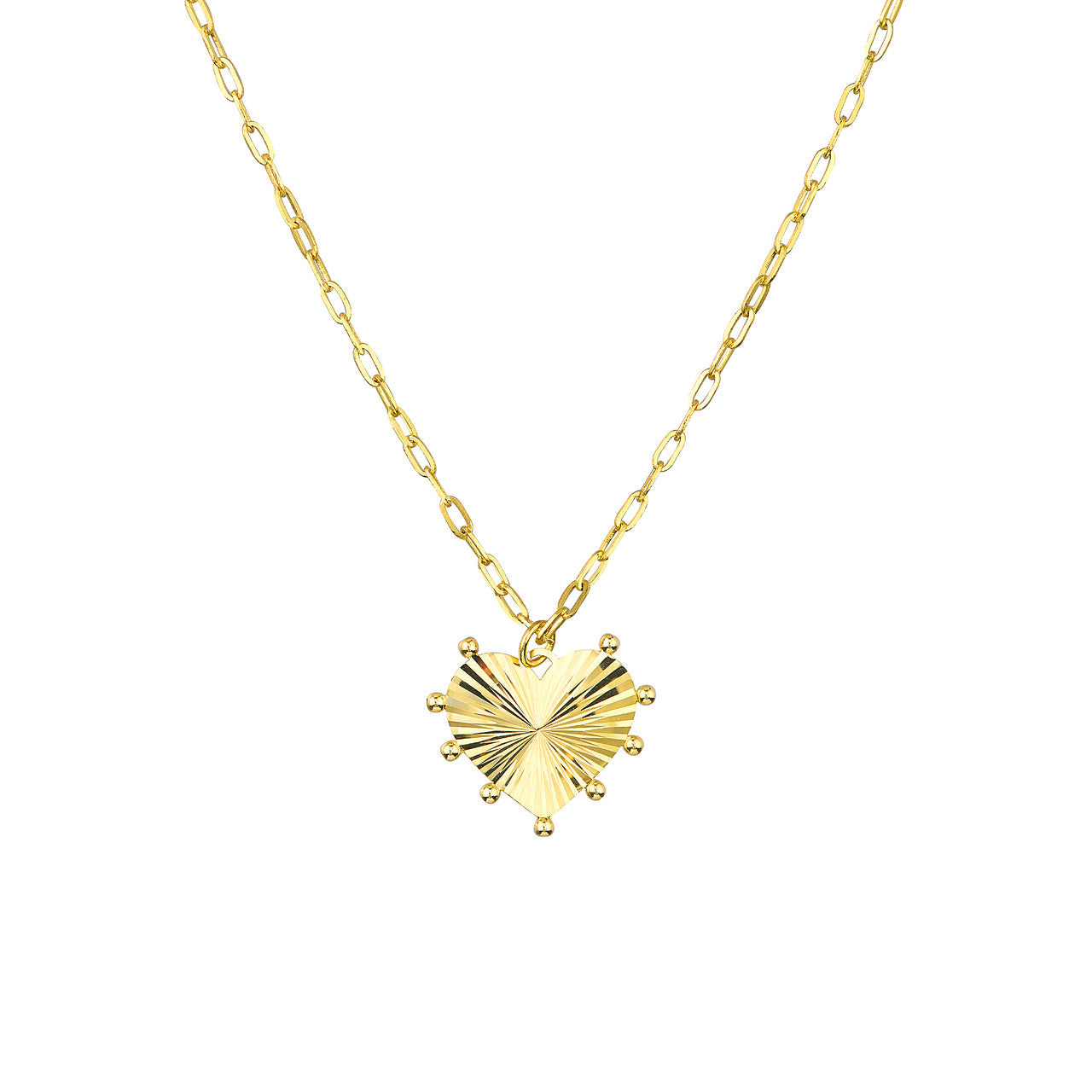Bead-Trim Fluted Heart Medallion Necklace