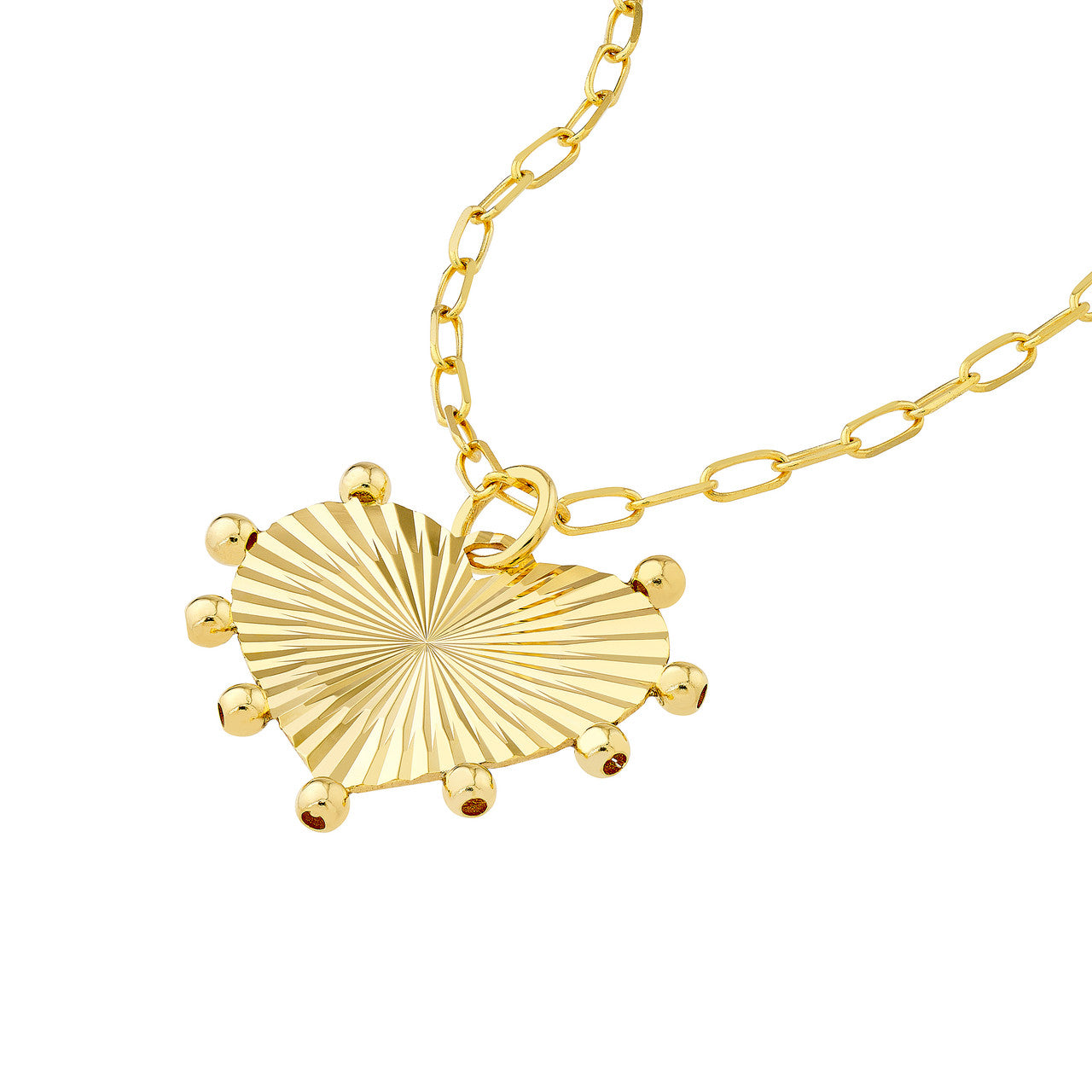 Bead-Trim Fluted Heart Medallion Necklace 1