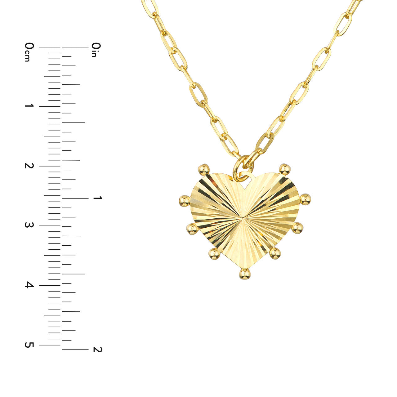 Bead-Trim Fluted Heart Medallion Necklace size
