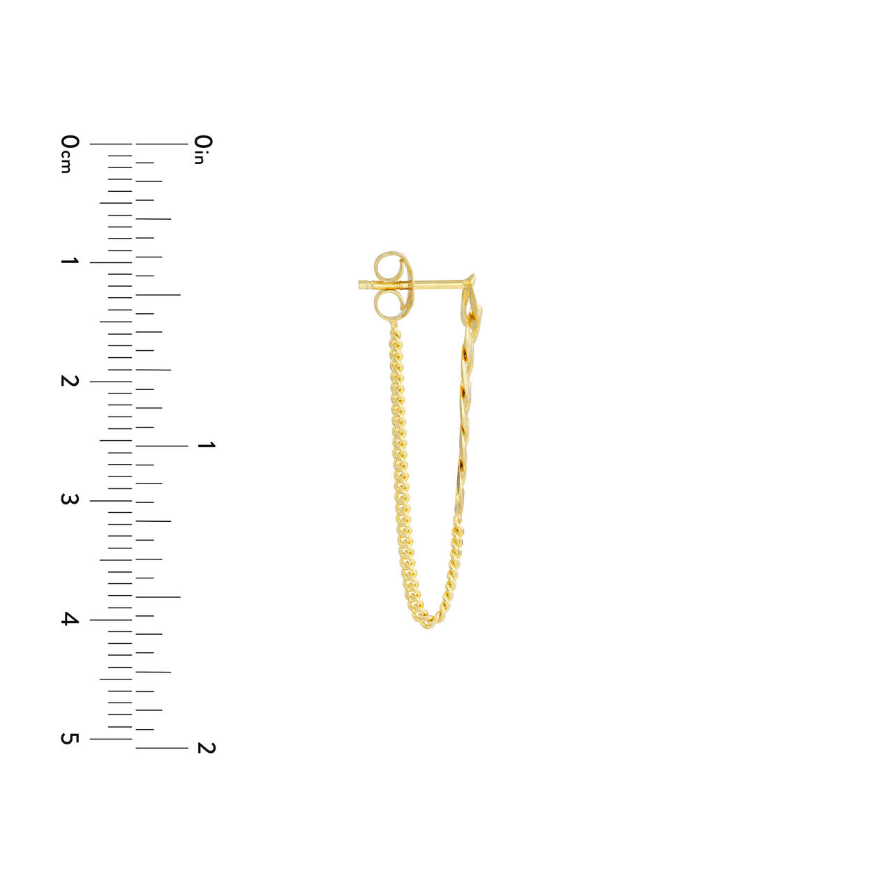 Simple 50/50 curb chain front-to-back earrings in silver by My Store, showcasing a sleek, modern design.