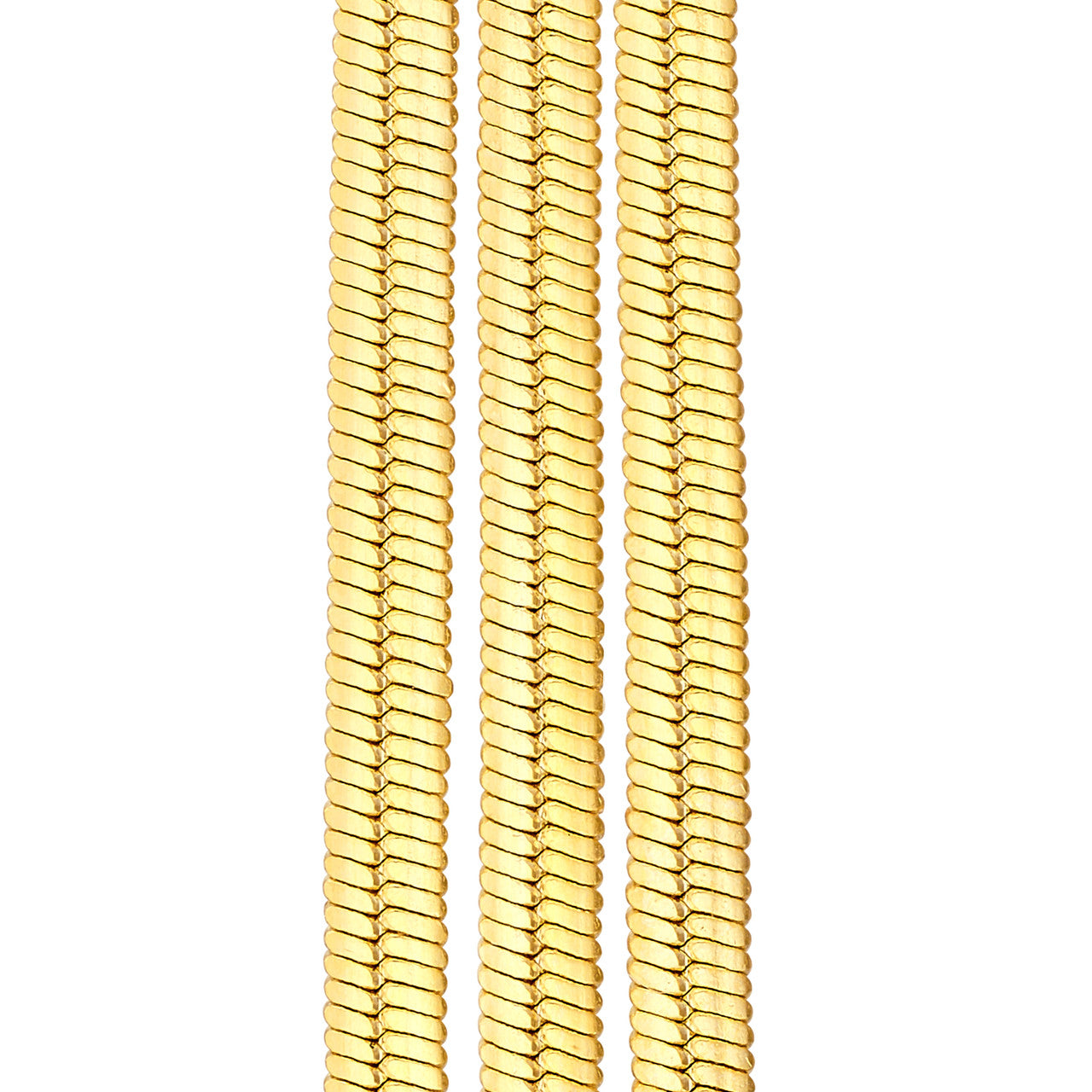 Simple ascending triple snake chain earrings by My Store, showcasing a sleek and elegant design in silver tones.