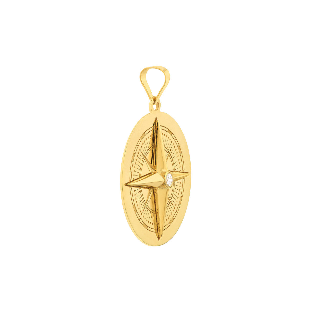 Simple diamond compass pendant by My Store with a delicate design and sparkling 1/20ct tw diamond detail.