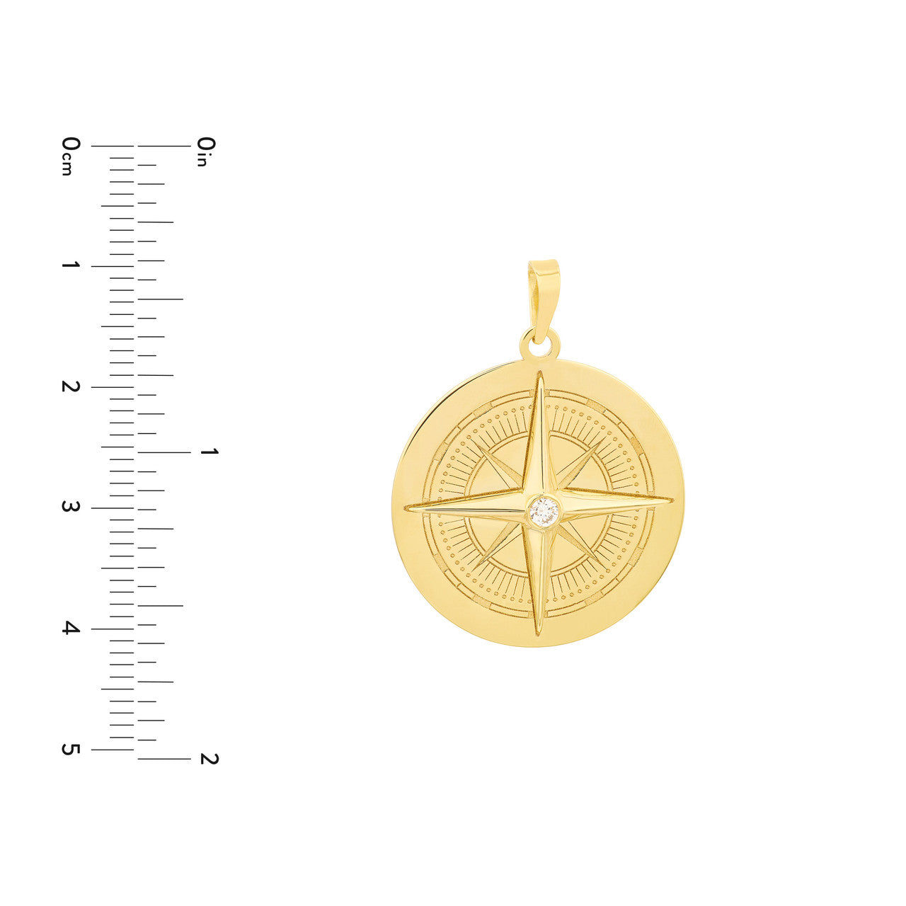 Simple 1/20tcw diamond compass pendant by My Store, featuring a delicate design and sparkling diamonds.
