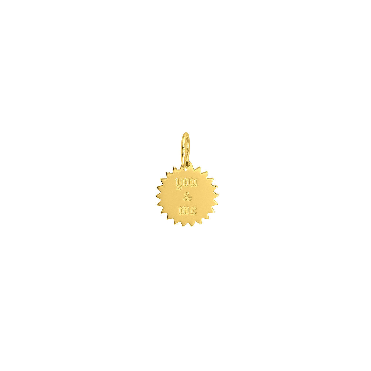 Small jagged circle engravable charm by My Store, featuring a textured design and blank surface for personalization.