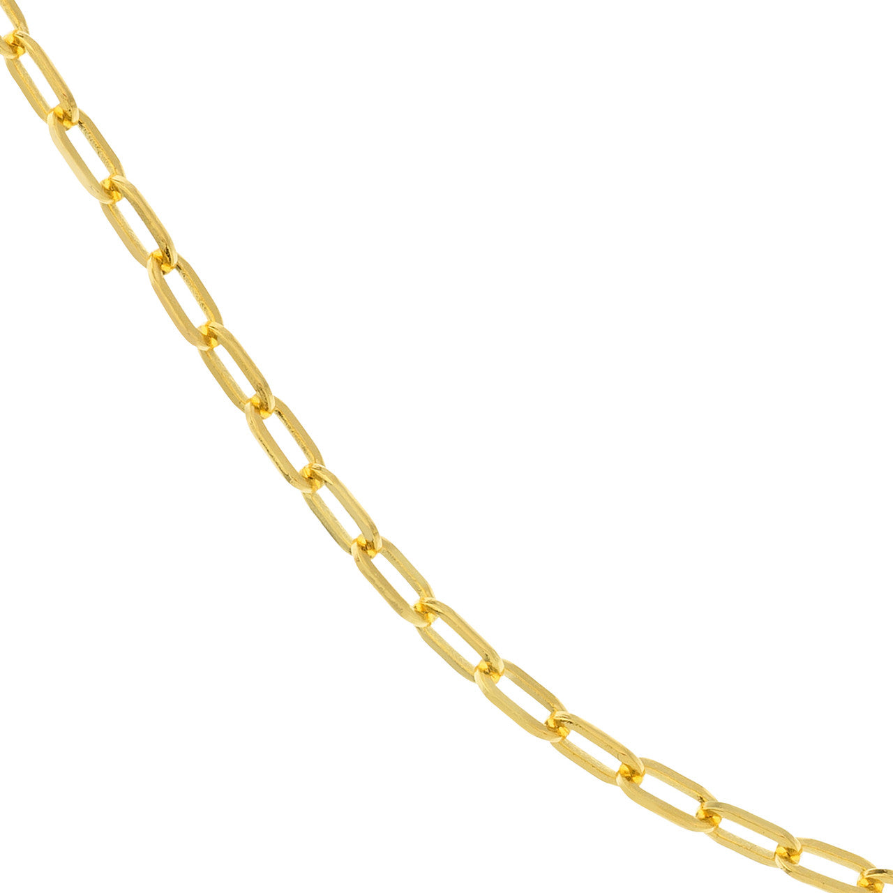 2.5mm open paper clip split chain in silver, showcasing its sleek, minimalist design.
