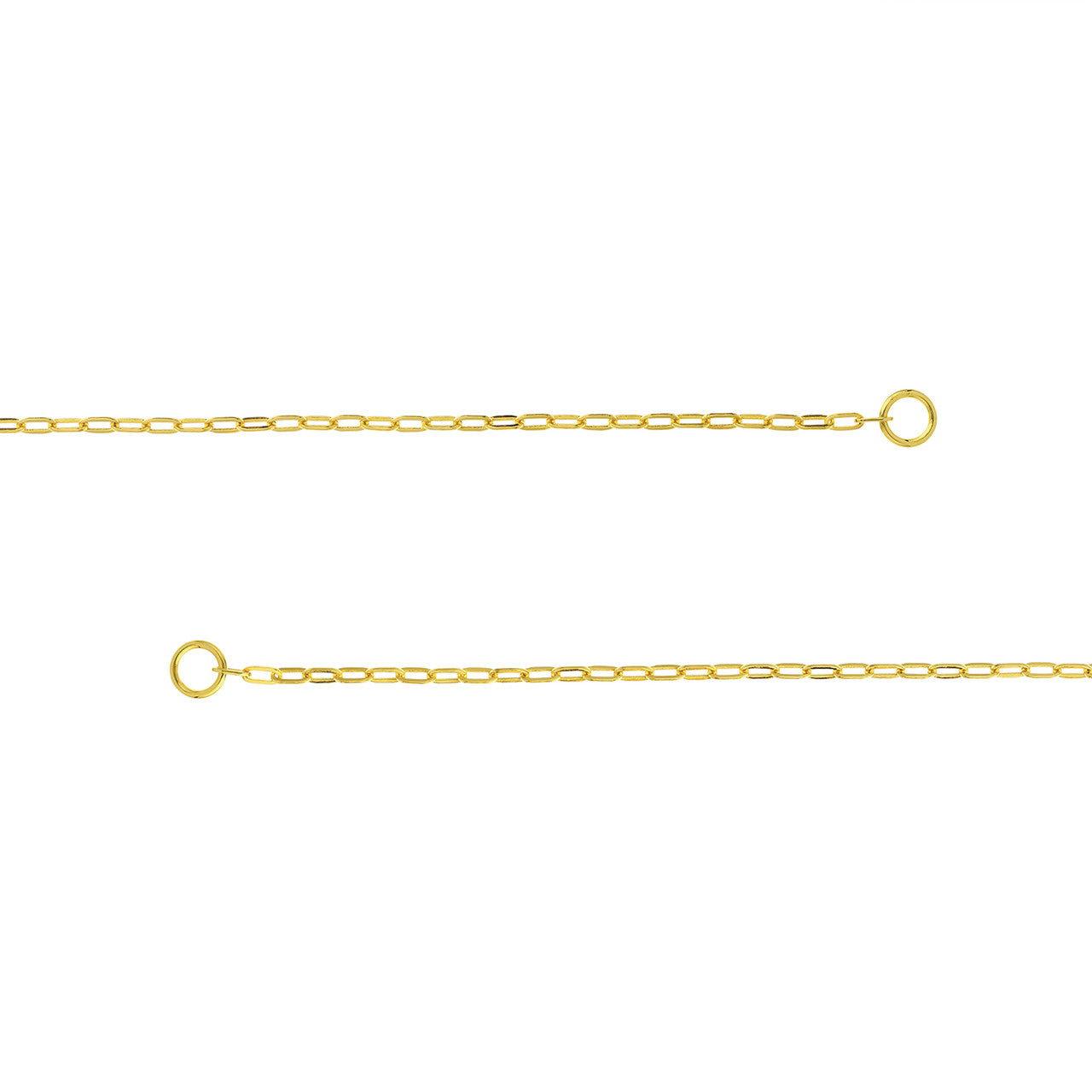Simple 2.5mm open paper clip split chain in metallic finish, showcasing its sleek design and flexibility.
