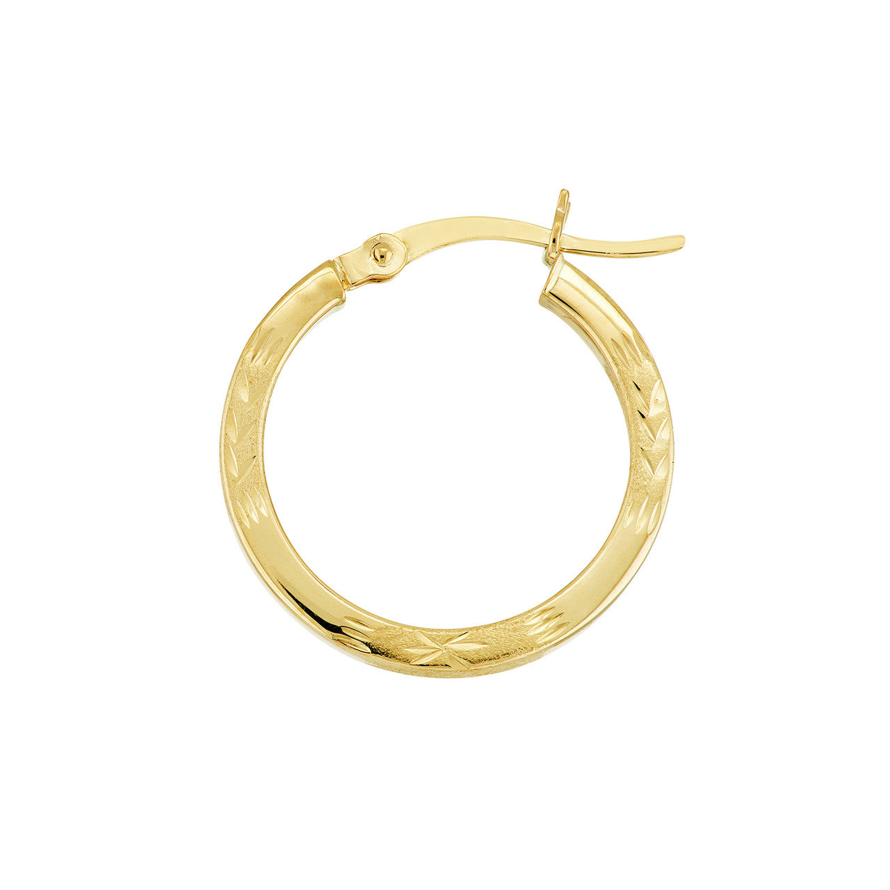 Simple 20mm square DC Florentine hoop earrings in a sleek design by My Store, showcasing a polished metallic finish.