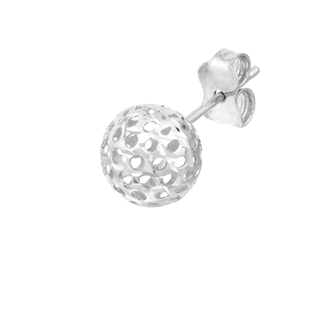 8mm hollow laser ball stud earrings with a shiny finish, perfect for adding a modern touch to any outfit.