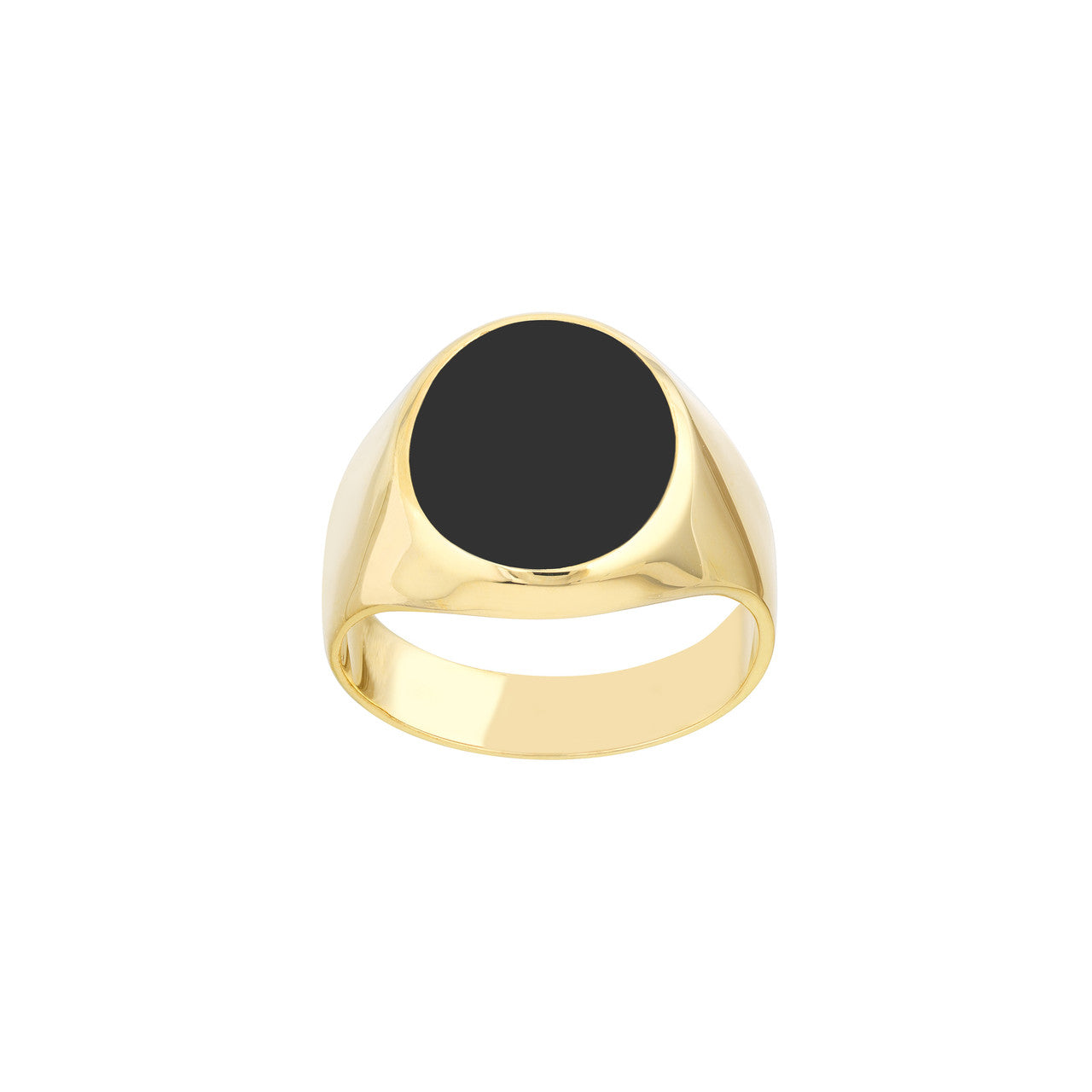 14K Gold Signet Oval Onyx High Polished Ring​
