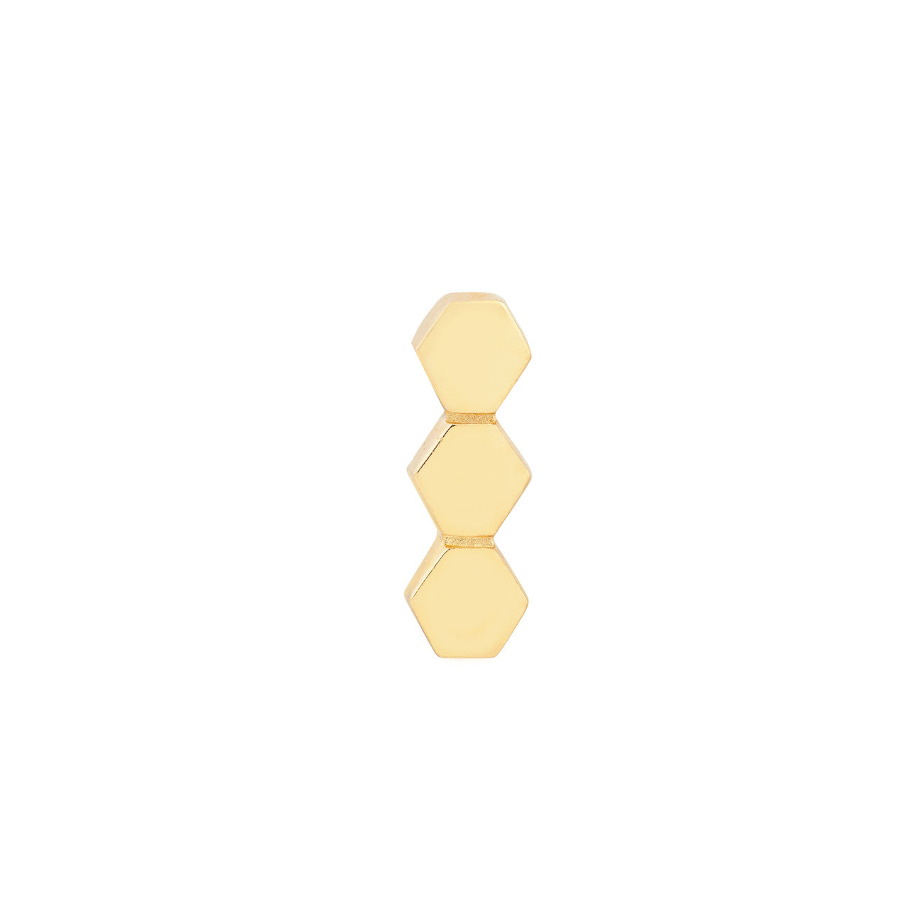 Simple honeycomb bar stud earrings by My Store in elegant gold finish, showcasing a modern geometric design.