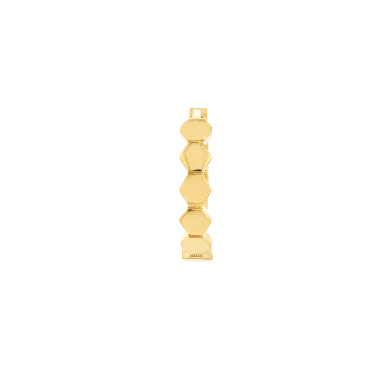 Simple honeycomb huggie hoop earrings by My Store, featuring a textured design in gold tone.