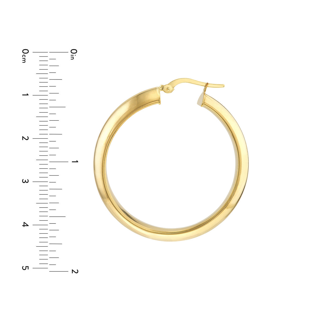 30mm round high polished hoop earrings with a sleek, shiny finish, perfect for everyday wear.