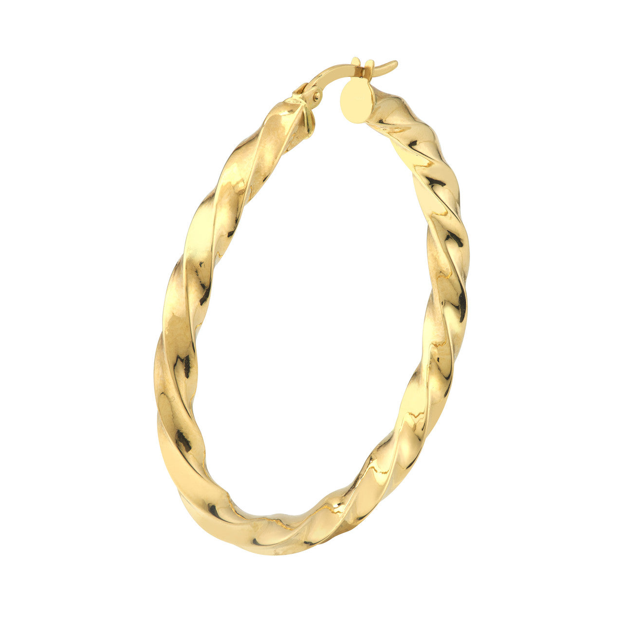 Simple 35x3mm tight twist round hoop earrings in gold by My Store, showcasing a sleek and elegant design.