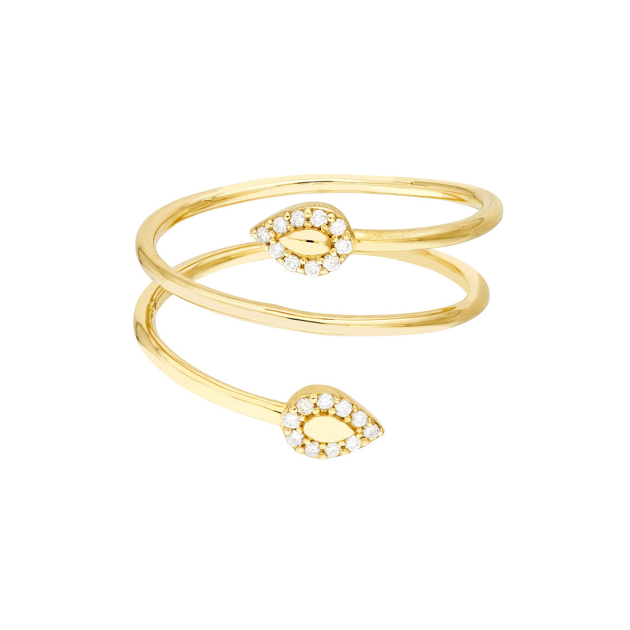 Snake Head Diamond Tip Wrap Ring - VIA Jewelers
