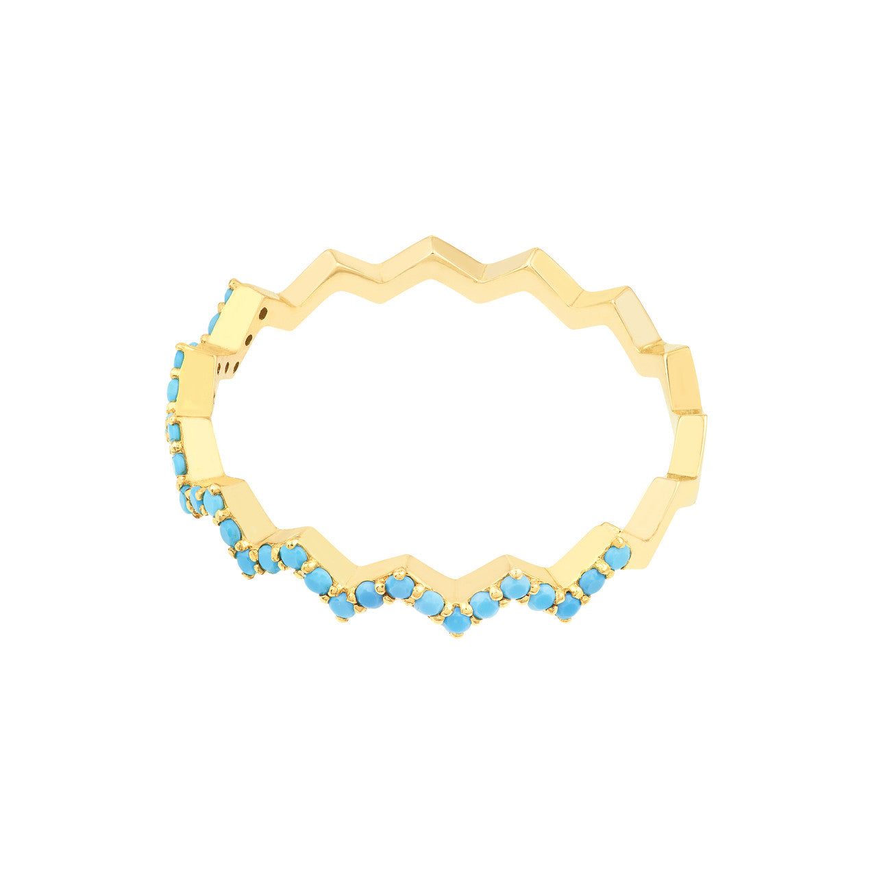 Zig Zag turquoise ring featuring a unique geometric design with vibrant blue hues and silver accents.
