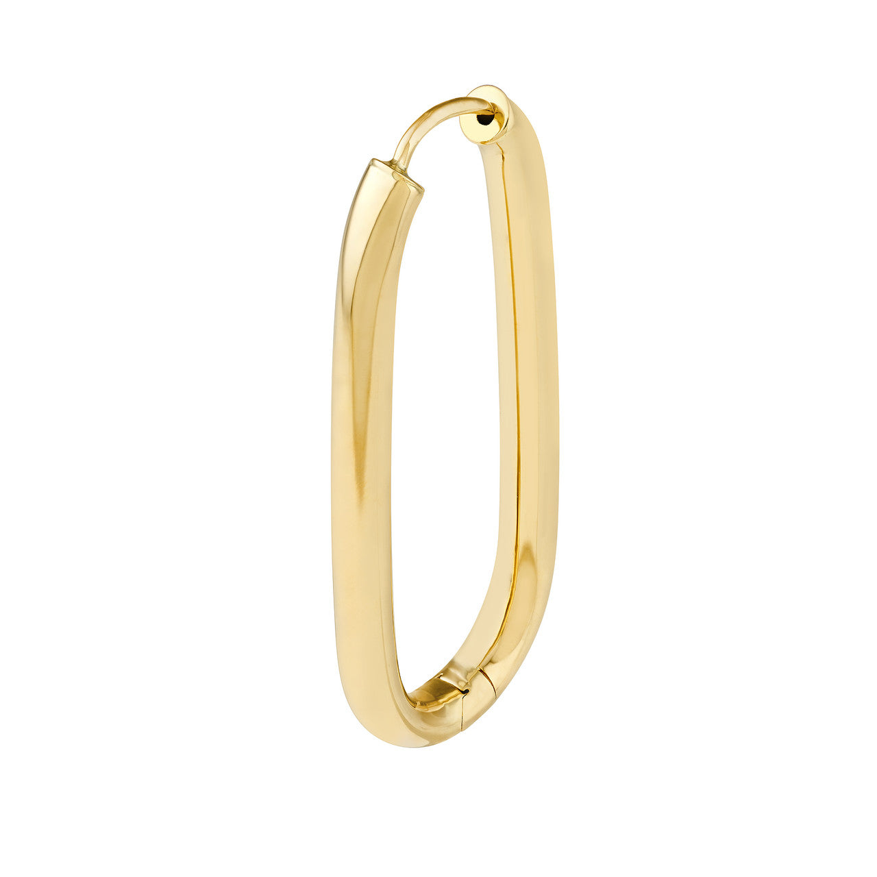 Simple 38.3mm oval round hoop hinged earrings by My Store, showcasing a polished silver finish and elegant design.