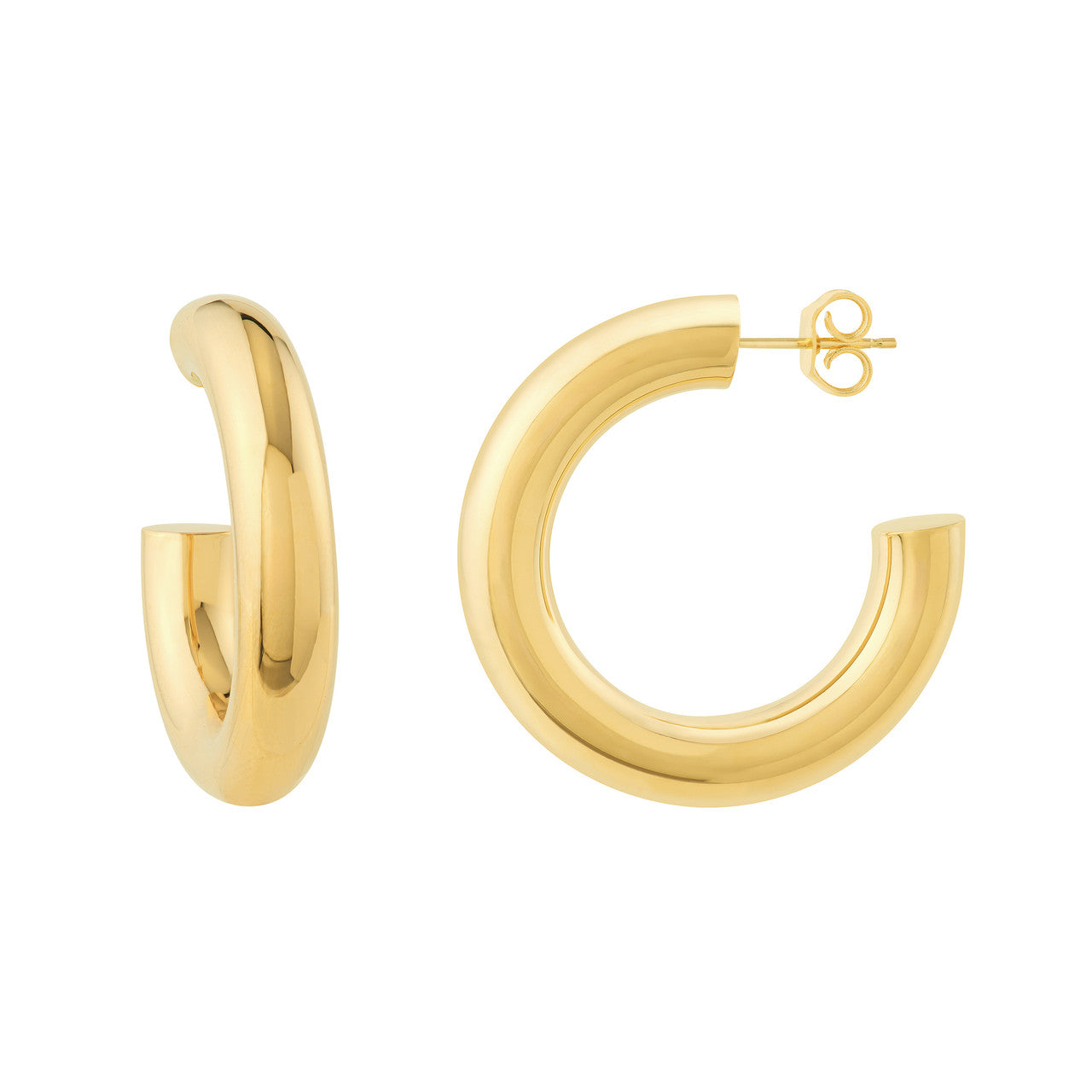 Simple Taylor hoop earrings with a sleek design, showcasing a polished finish and lightweight style.