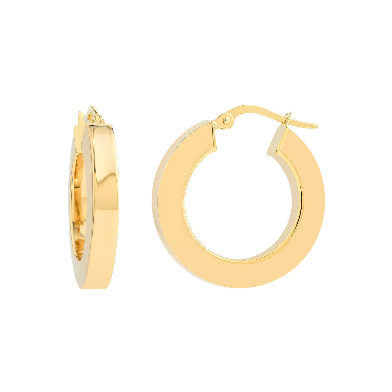 Midas Chain 15mm round square tube hoop earrings with a sleek, minimalist design in silver.