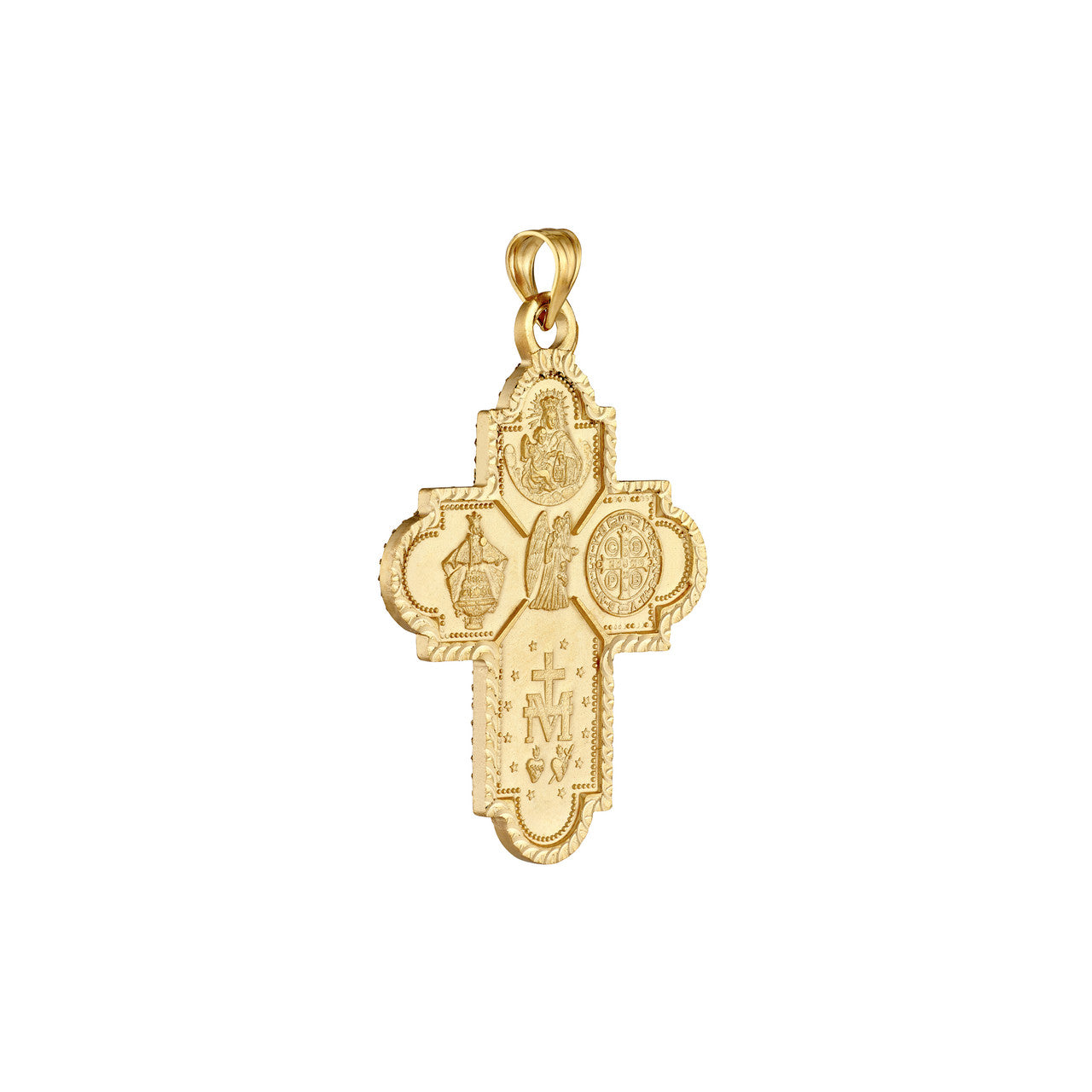 4 Way Double Sided Medal Cross Pendant in silver, showcasing intricate detailing and a classic design.