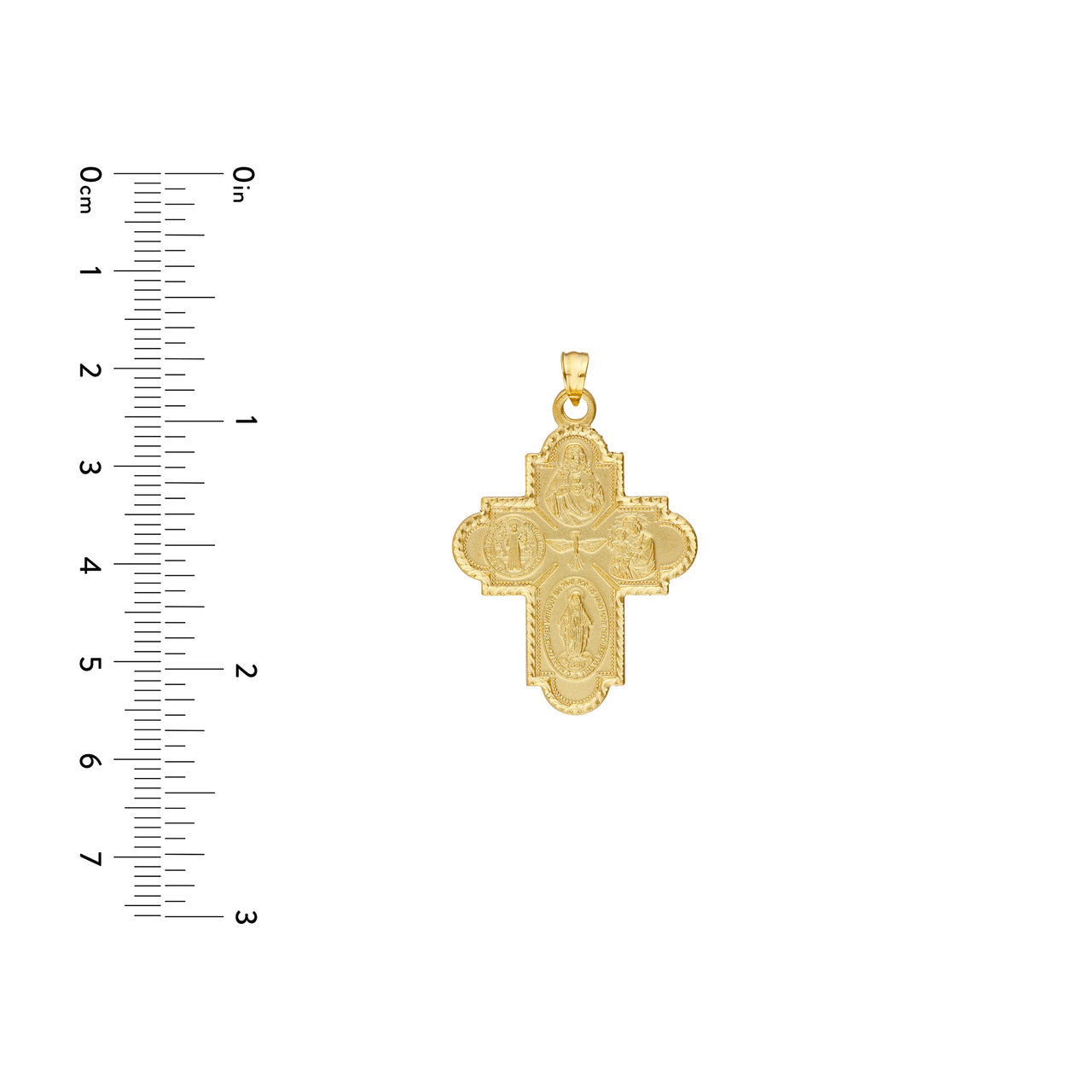 Simple 4 Way Double Sided Medal Cross Pendant featuring intricate detailing and a polished finish.